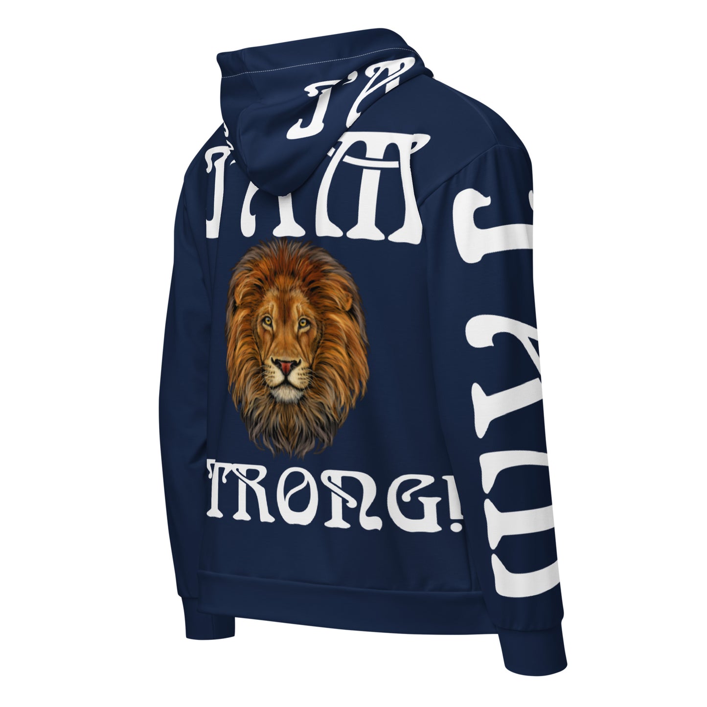“I’AM STRONG!”Navy Unisex Zip Hoodie W/White Font