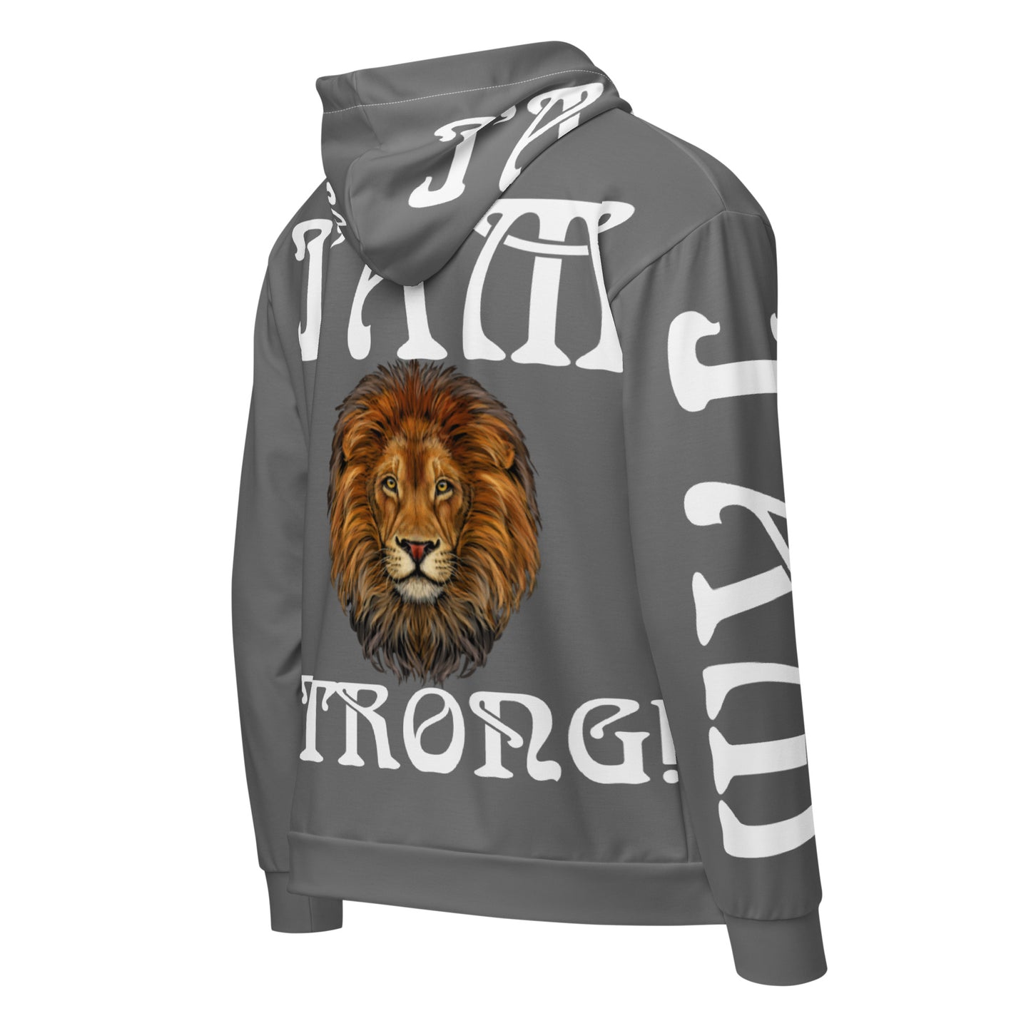 “I’AM STRONG!” Grey Unisex Zip Hoodie W/White Font