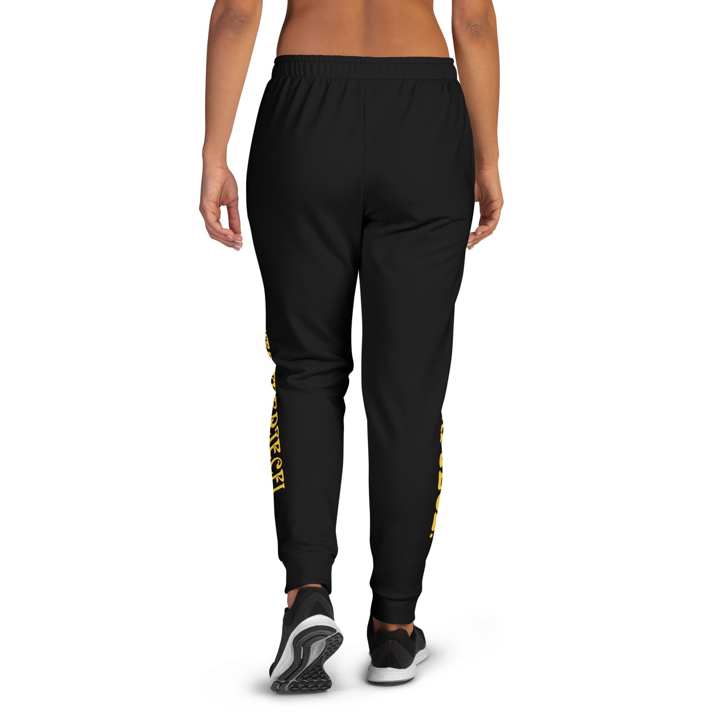 “I’M A MASTERPIECE!”Women's Black Joggers W/Yellow Font
