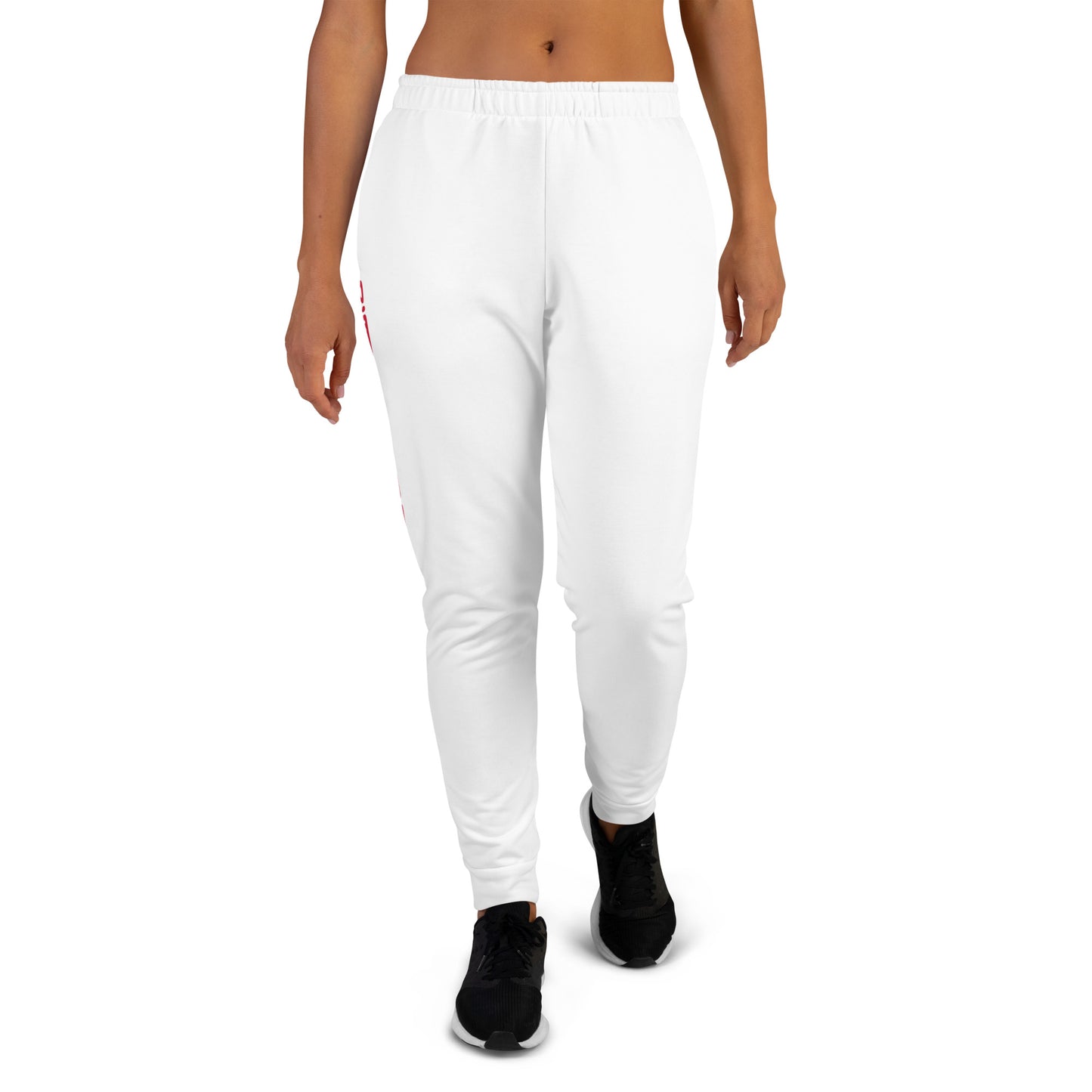 “I’M A MASTERPIECE!”Women's White Joggers W/Red Font