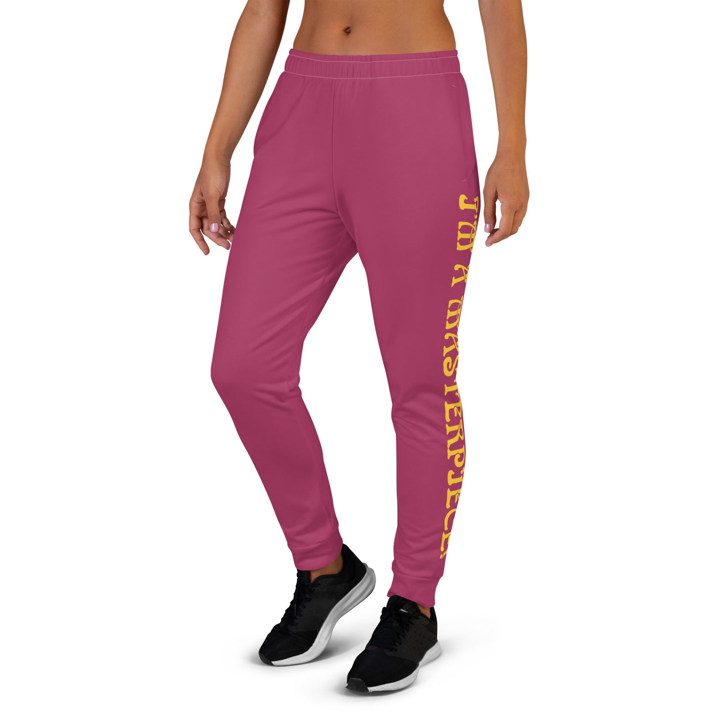 “I’M A MASTERPIECE!”Women's Maroon Joggers W/Yellow Font
