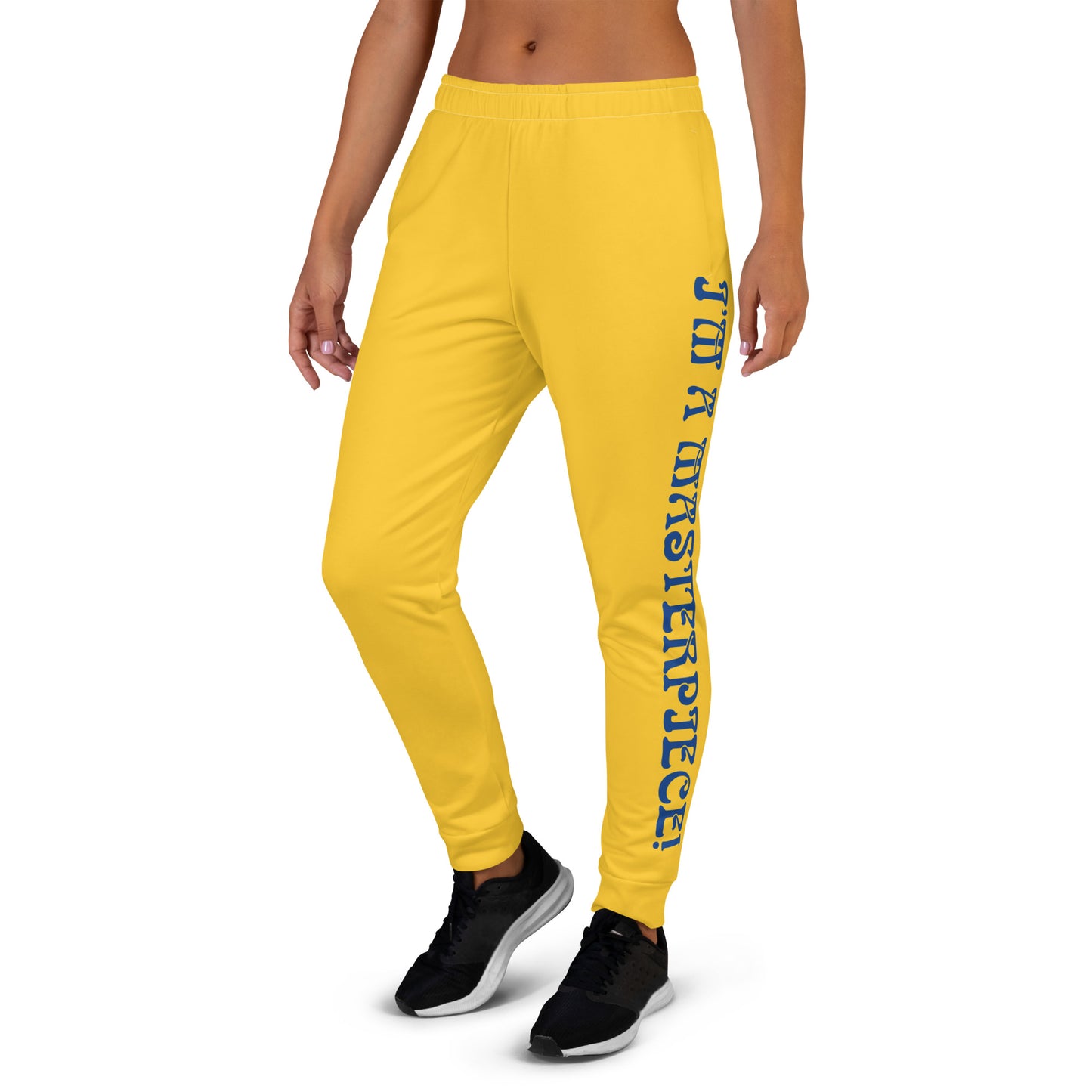 “I’M A MASTERPIECE!”Yellow Women's Joggers W/Blue Font