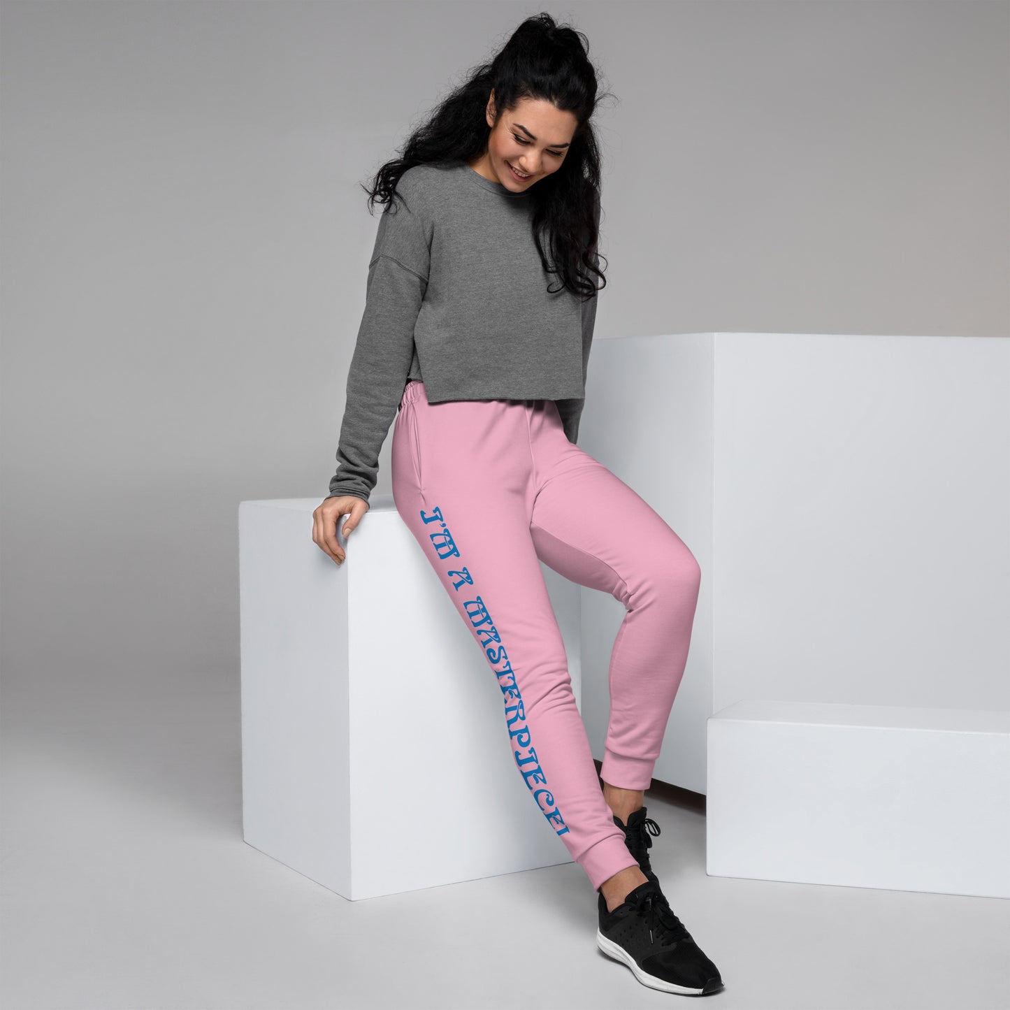 “I’M A MASTERPIECE!”Women's Cotton Candy Joggers W/SkyBlue Font