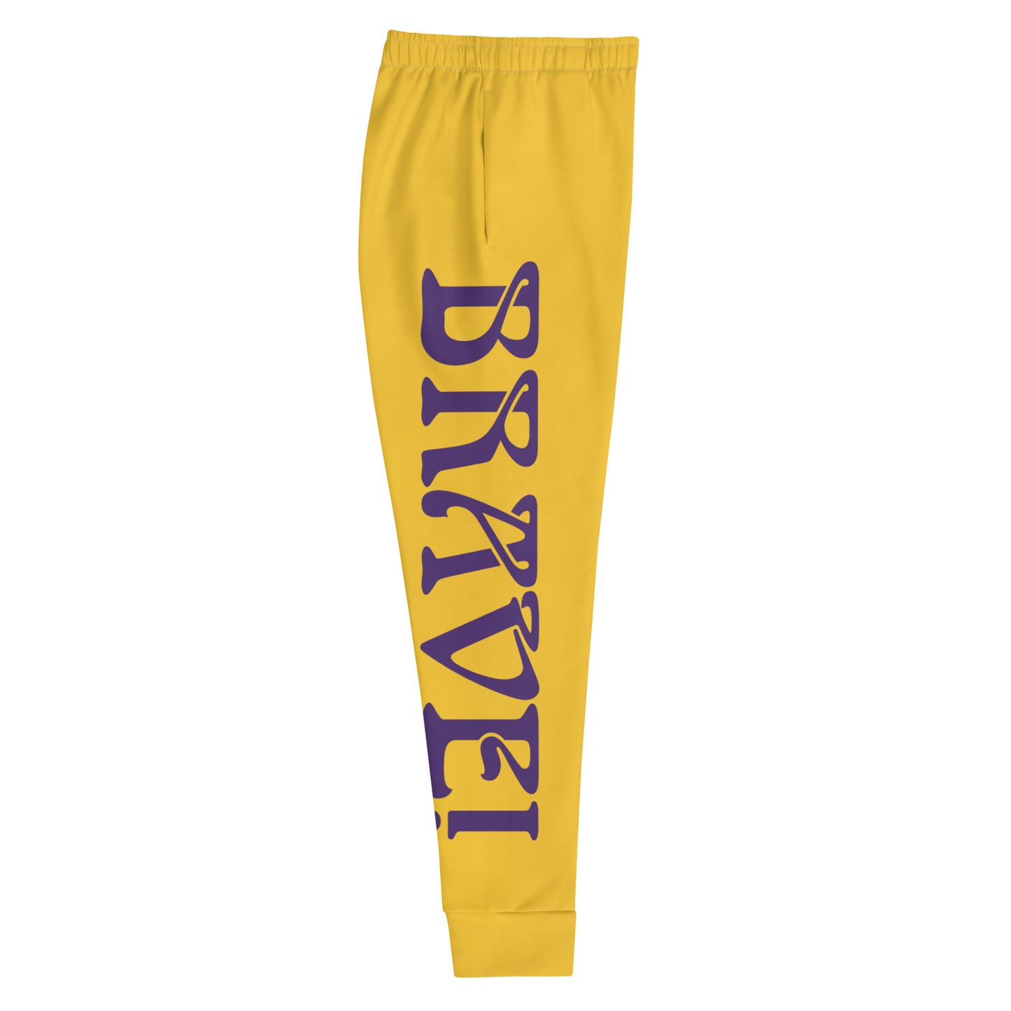 “BRAVE!”Yellow Women's Joggers W/Purple Font