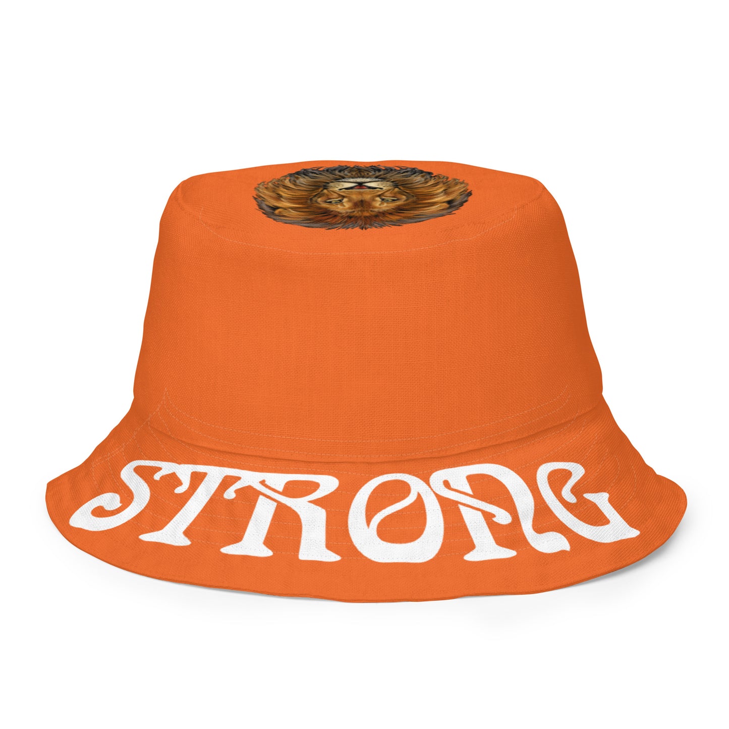 “STRONG”Orange Reversible Bucket Hat W/White Font