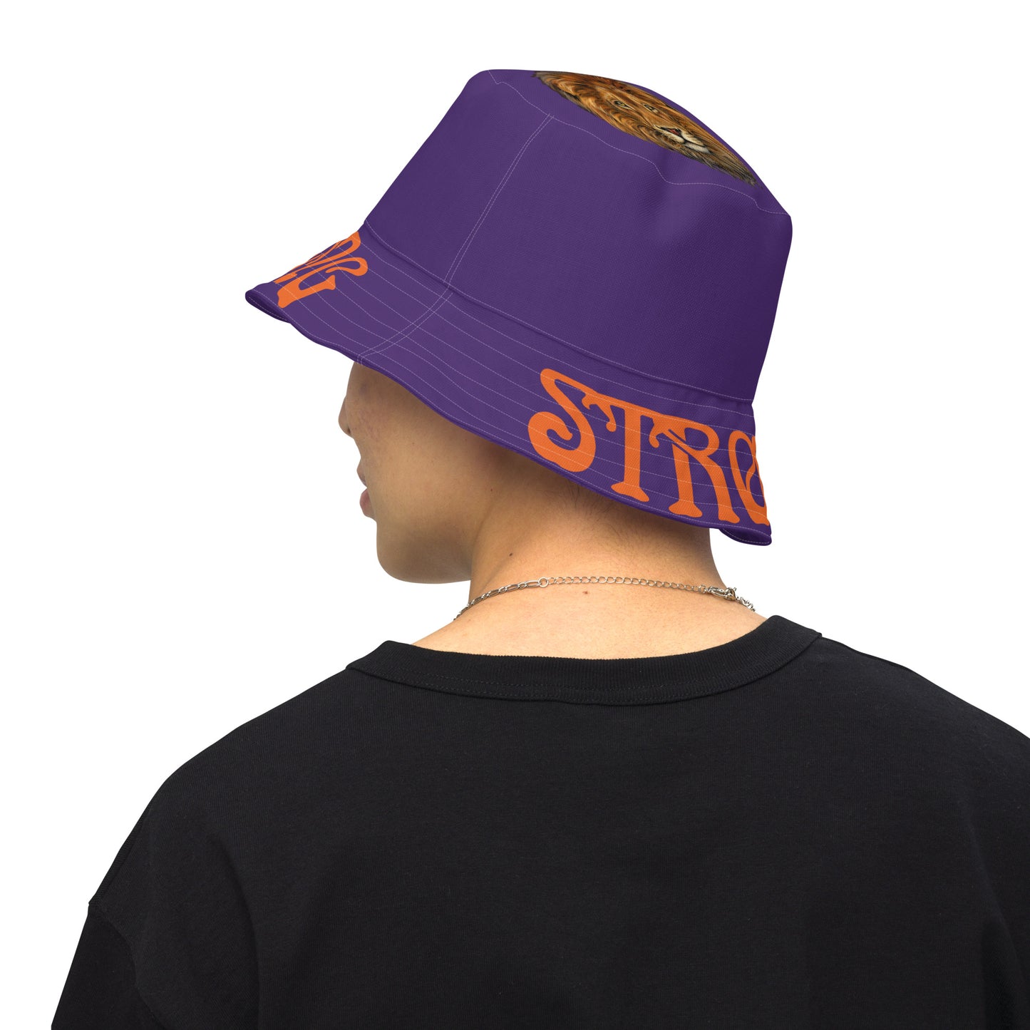 “STRONG”Purple Reversible Bucket Hat W/Orange Font