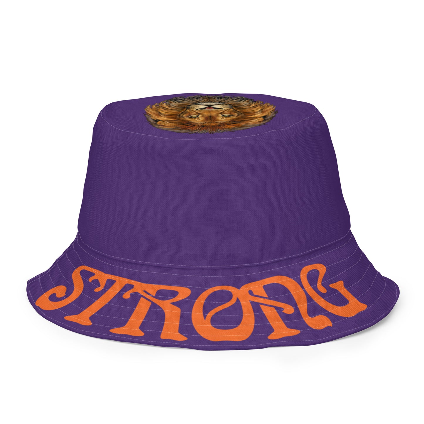 “STRONG”Purple Reversible Bucket Hat W/Orange Font