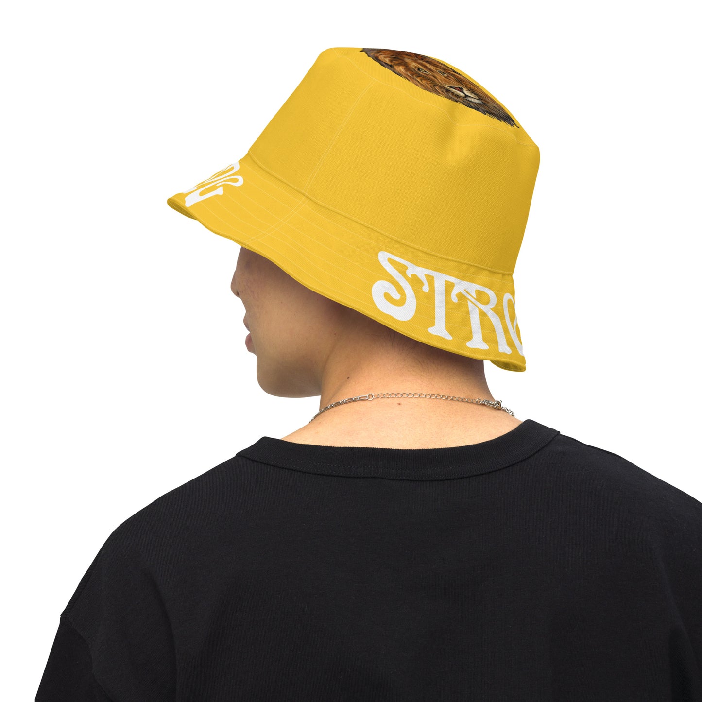 “STRONG”Yellow Reversible Bucket Hat W/White Font