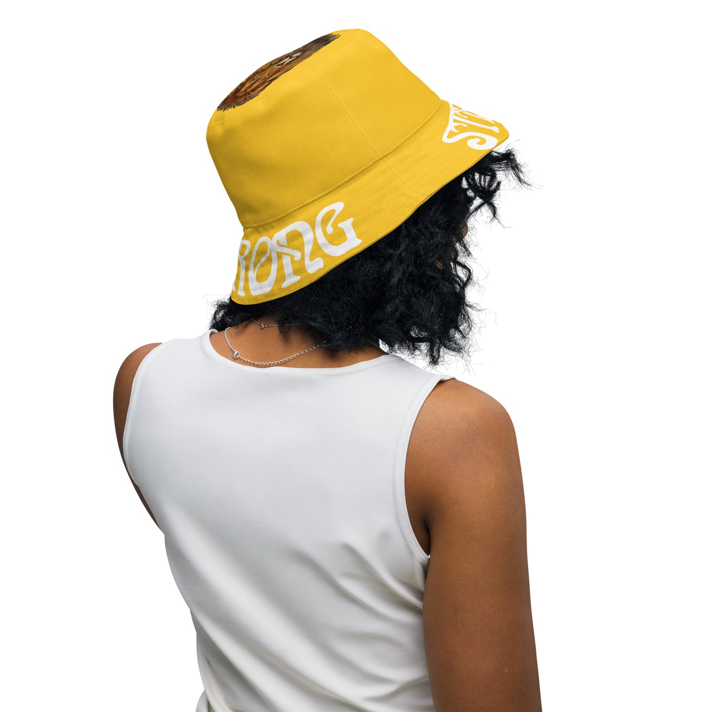 “STRONG”Yellow Reversible Bucket Hat W/White Font