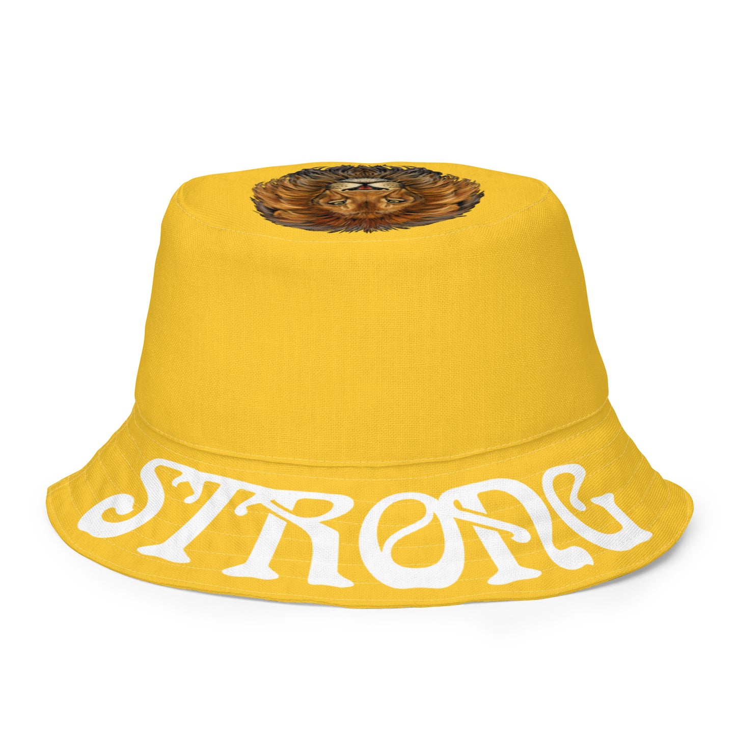 “STRONG”Yellow Reversible Bucket Hat W/White Font