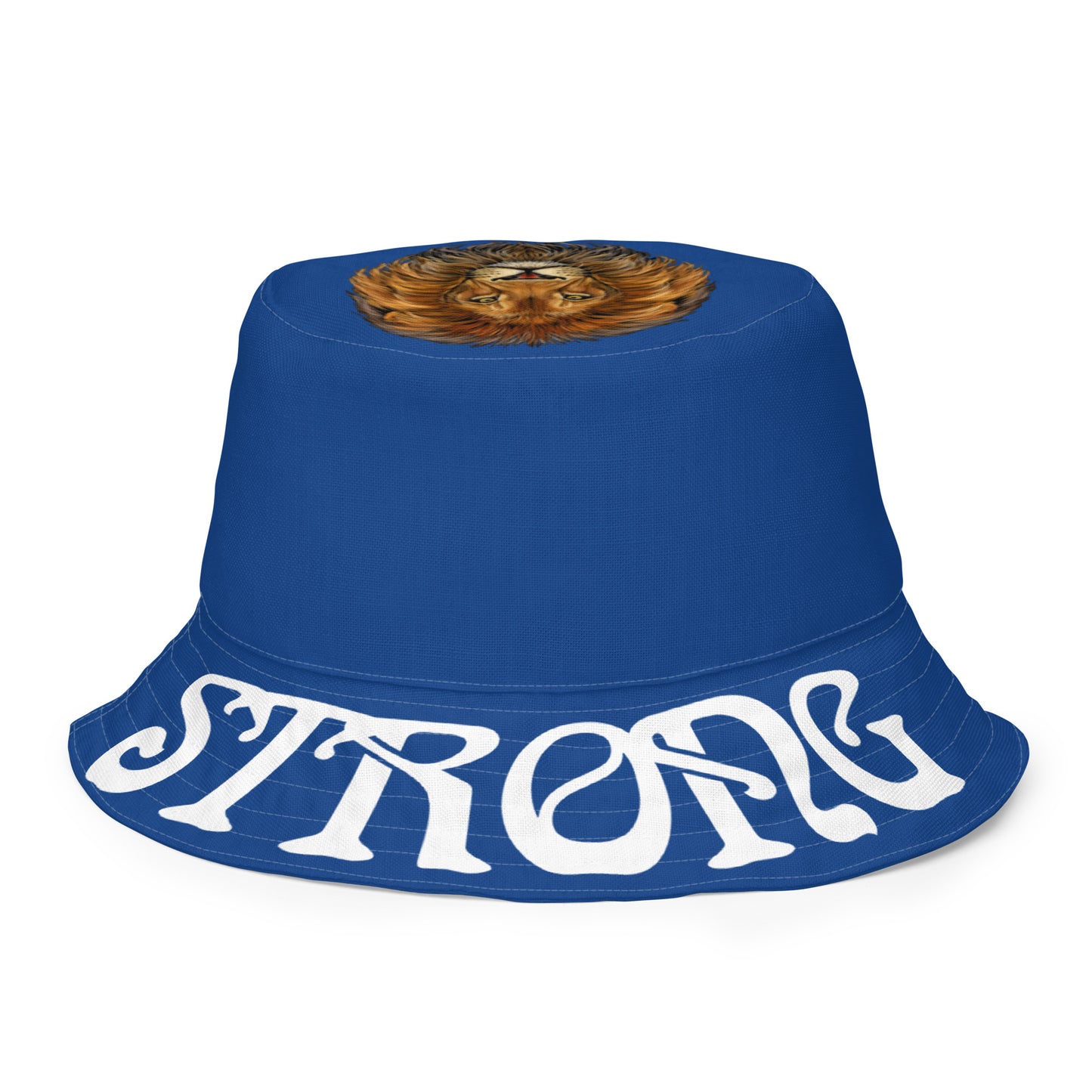 “STRONG”Blue Reversible Bucket Hat W/White Font
