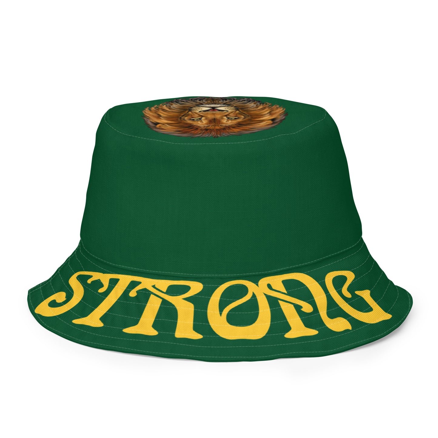 “STRONG”Green Reversible Bucket Hat W/Yellow Font