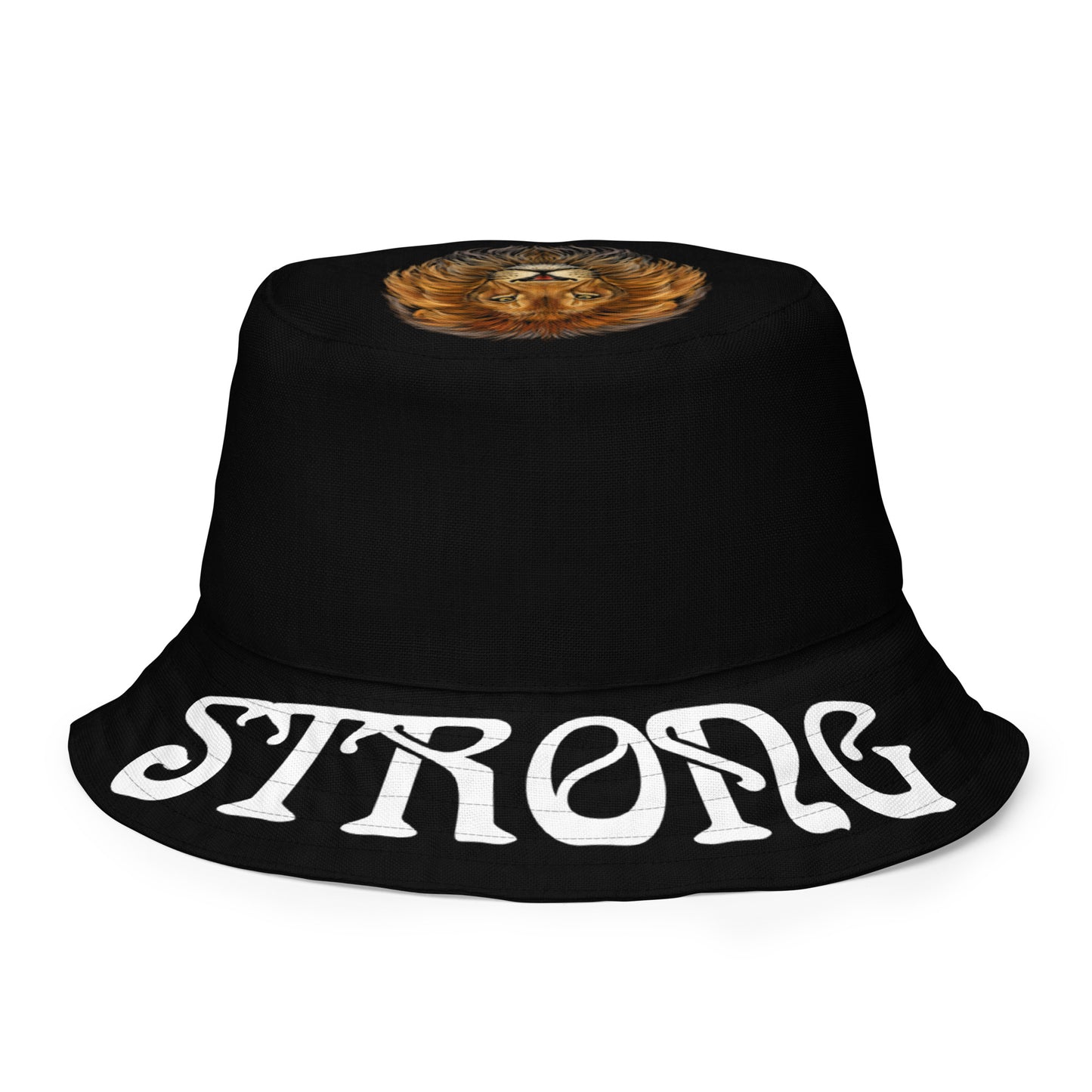 “STRONG”Black Reversible Bucket Hat W/White Font