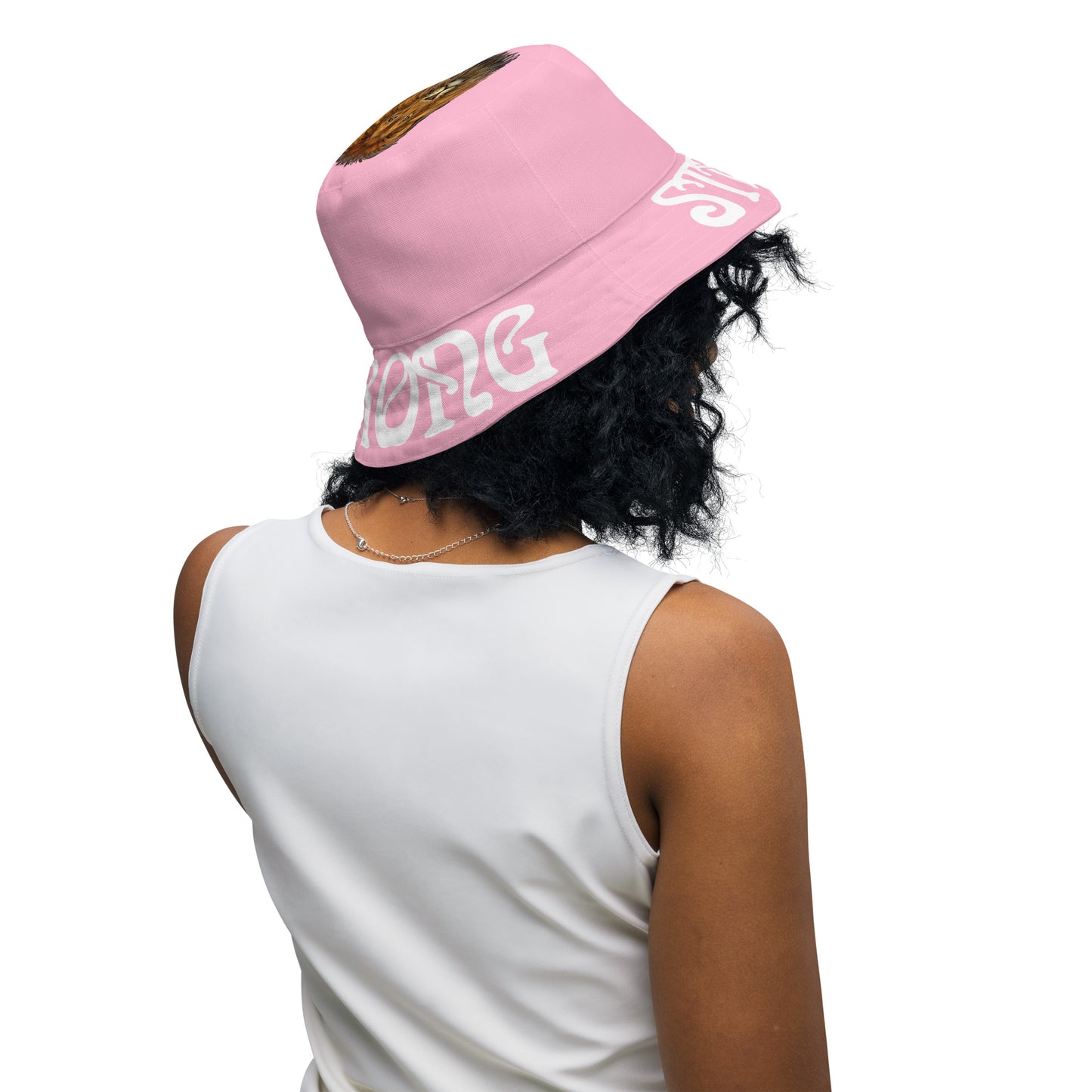 “STRONG”Cotton Candy Reversible Bucket Hat W/White Font