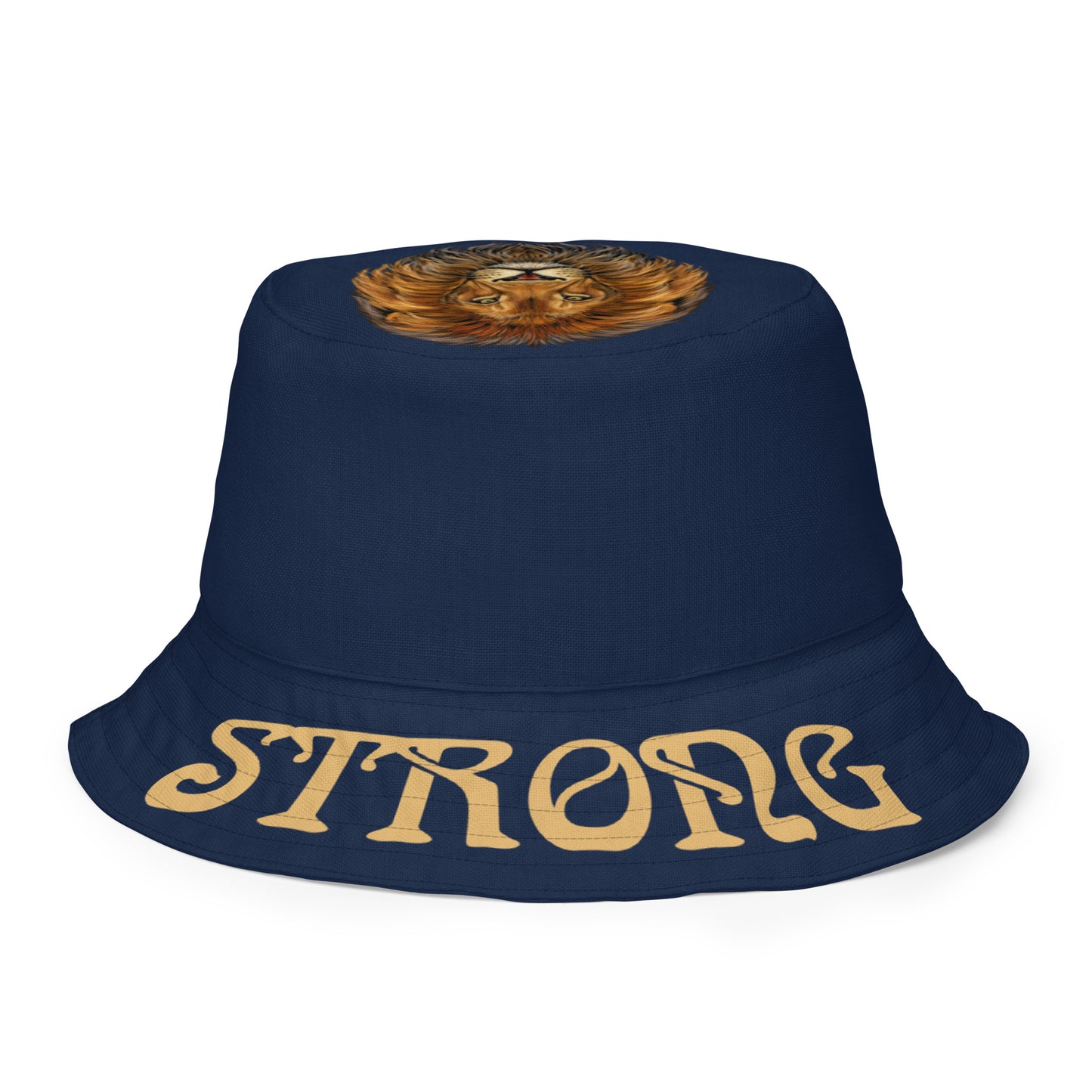 “STRONG”Navy Reversible Bucket Hat W/Fawn Font