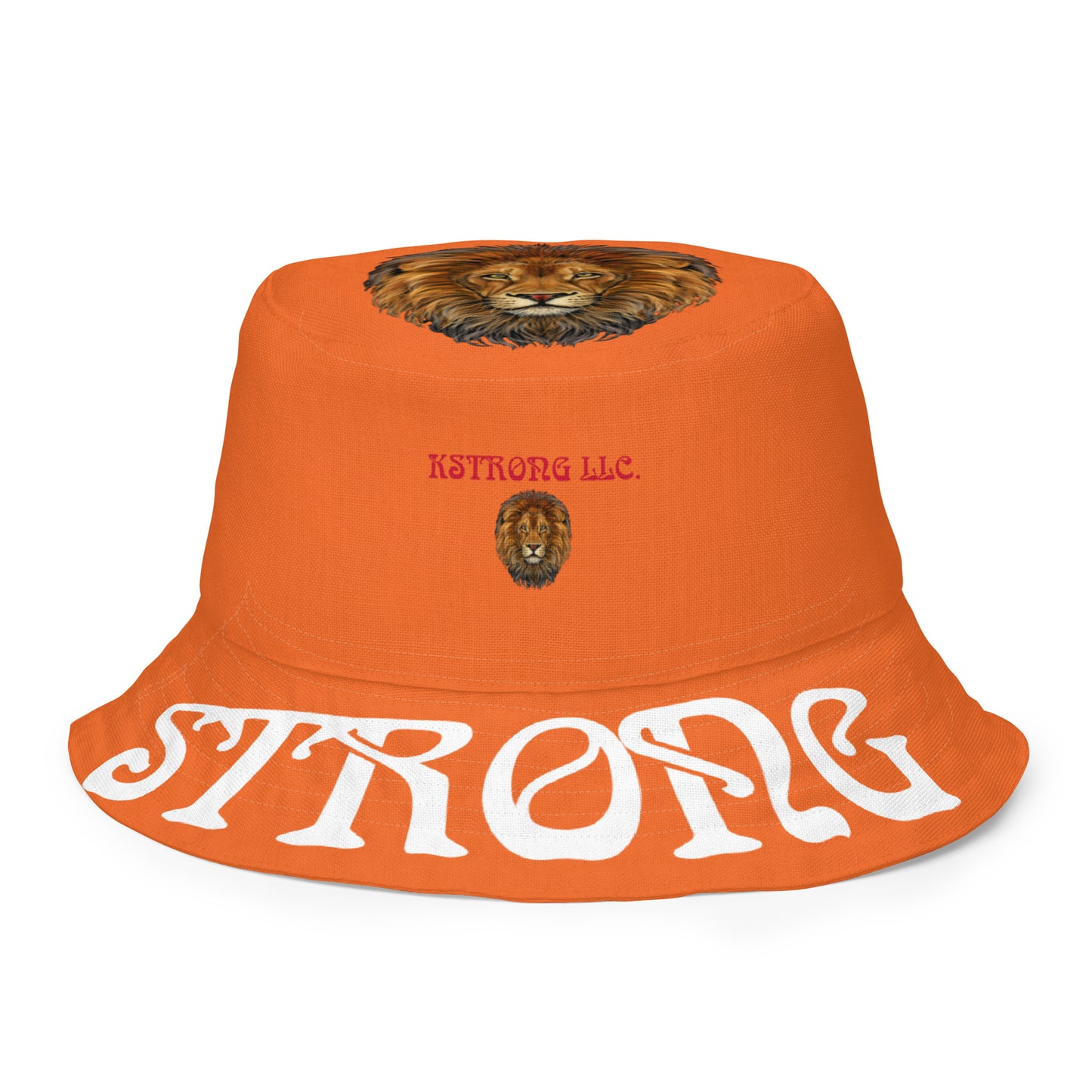 “STRONG”Orange Reversible Bucket Hat W/White Font