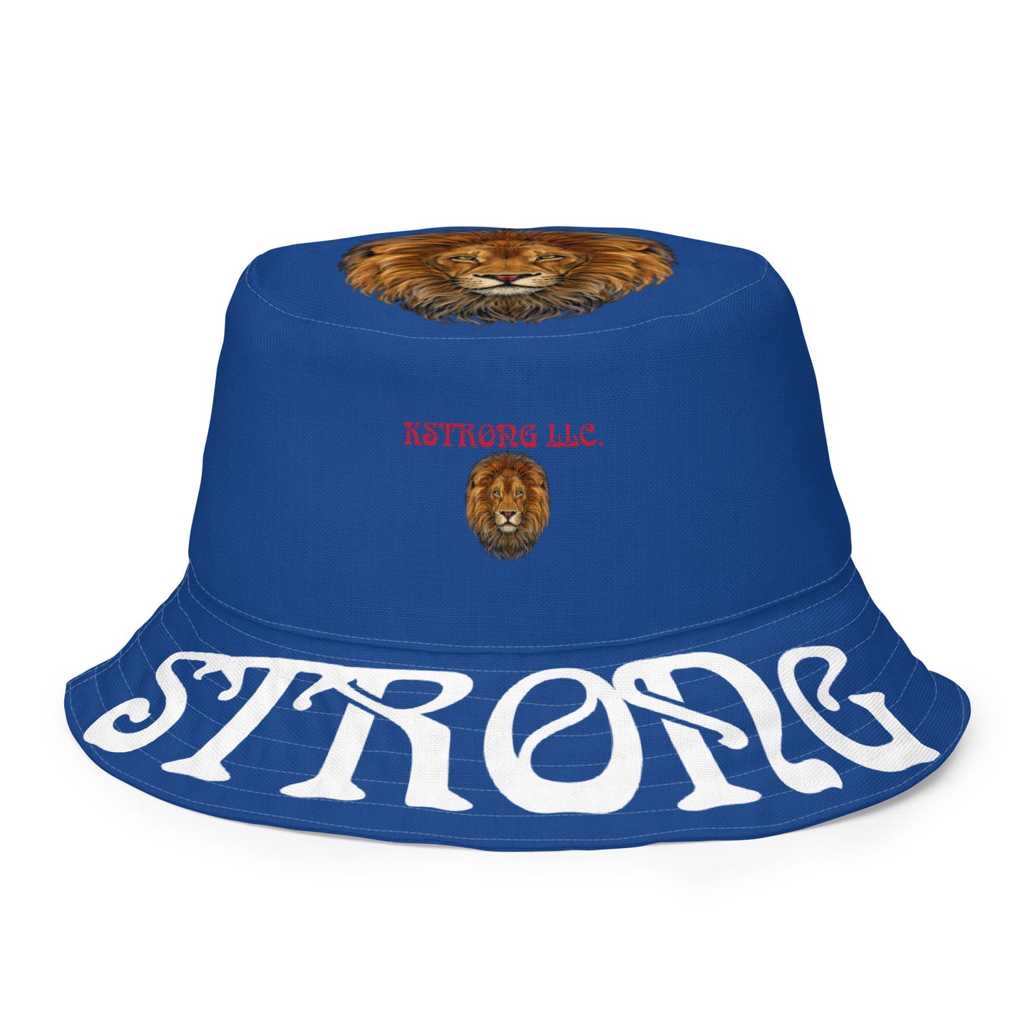 “STRONG”Blue Reversible Bucket Hat W/White Font