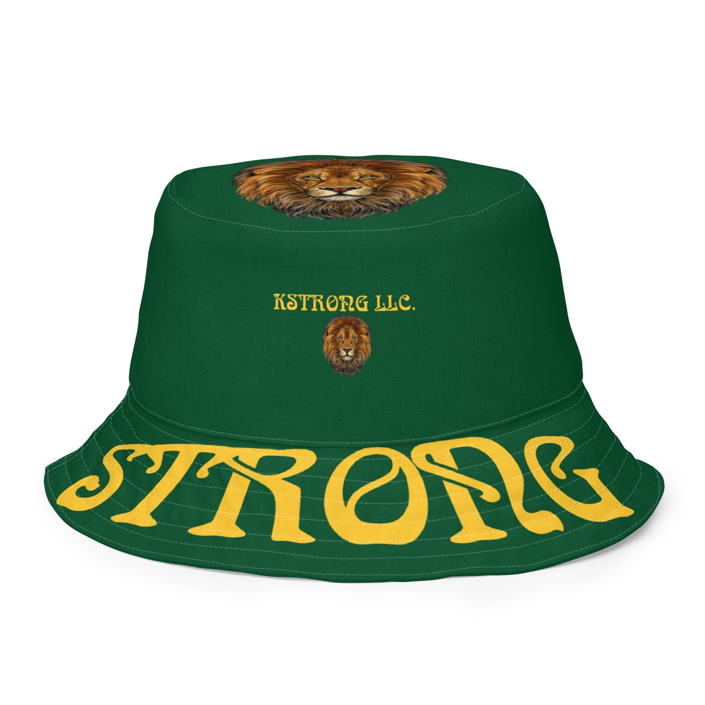“STRONG”Green Reversible Bucket Hat W/Yellow Font