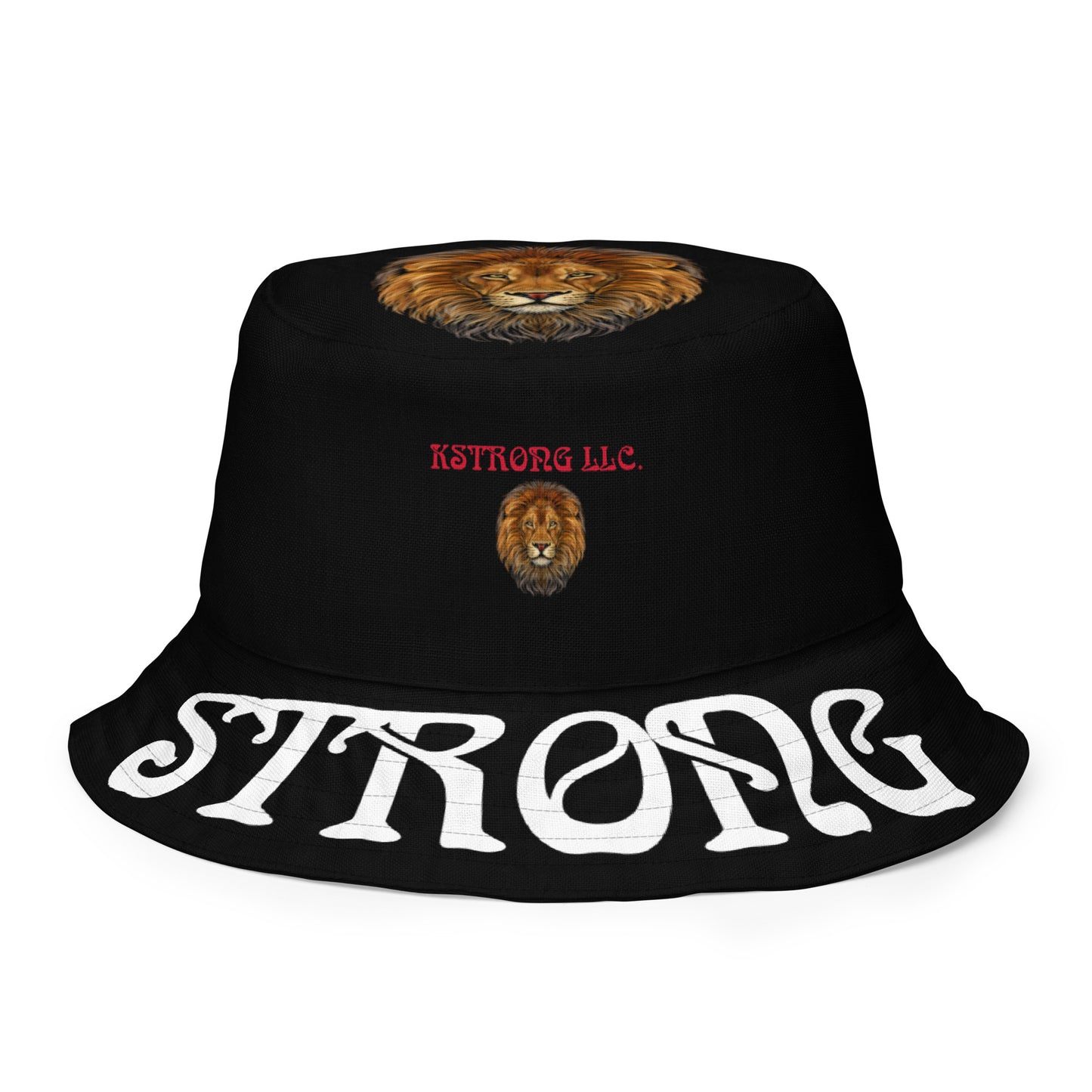 “STRONG”Black Reversible Bucket Hat W/White Font