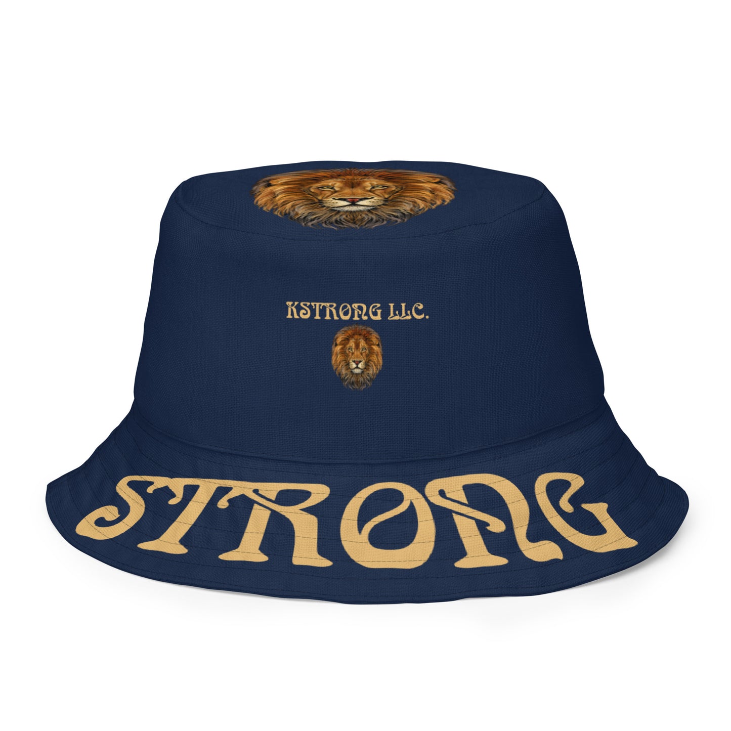 “STRONG”Navy Reversible Bucket Hat W/Fawn Font