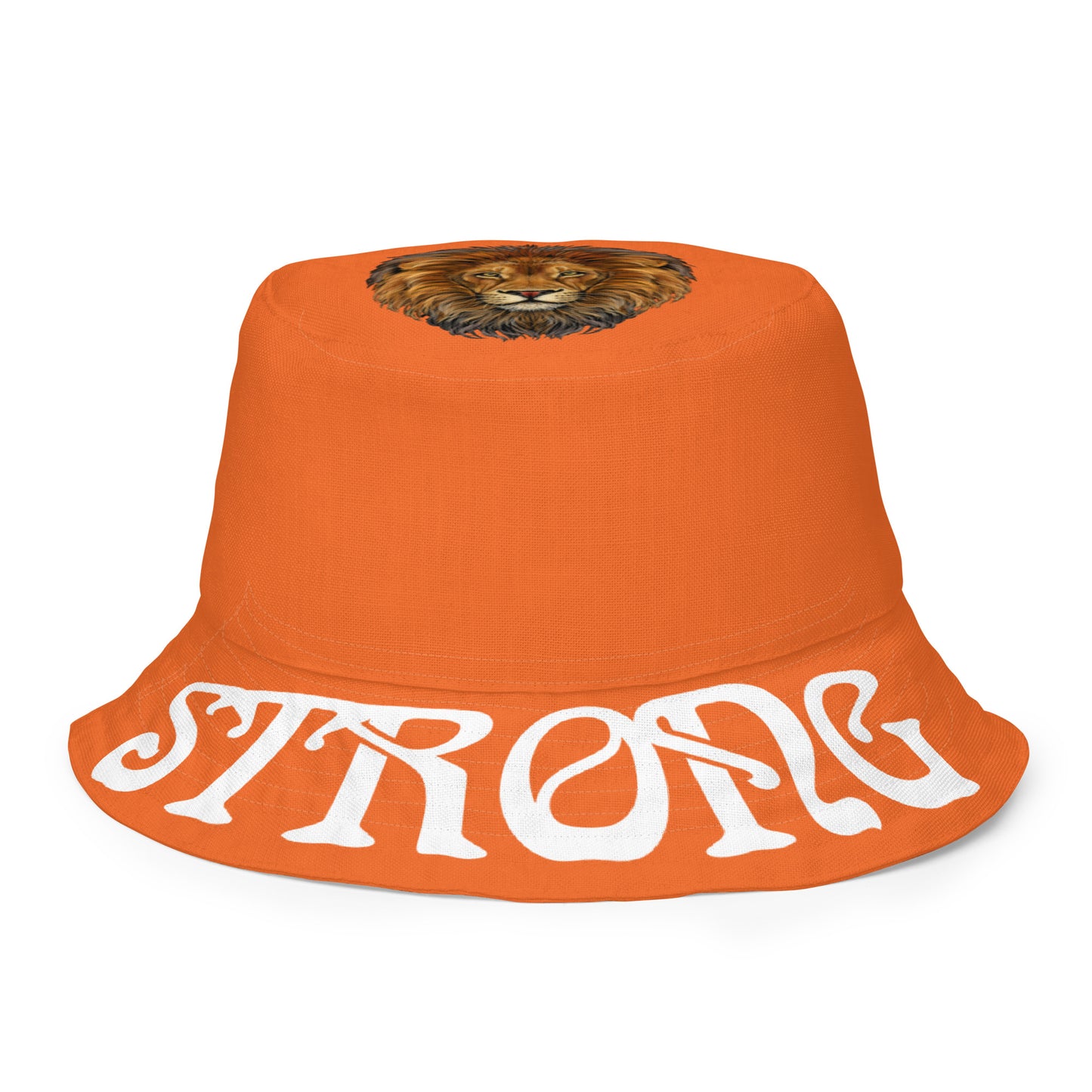 “STRONG”Orange Reversible Bucket Hat W/White Font