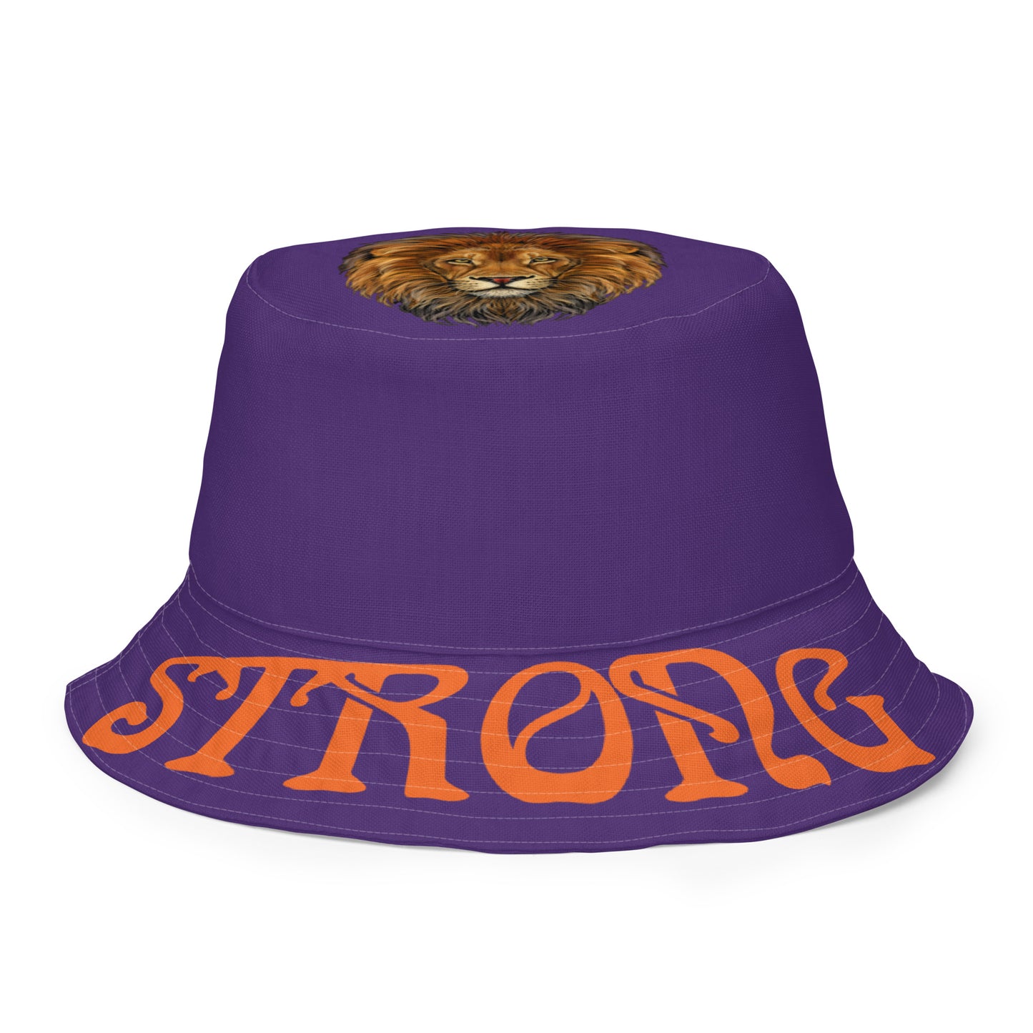 “STRONG”Purple Reversible Bucket Hat W/Orange Font