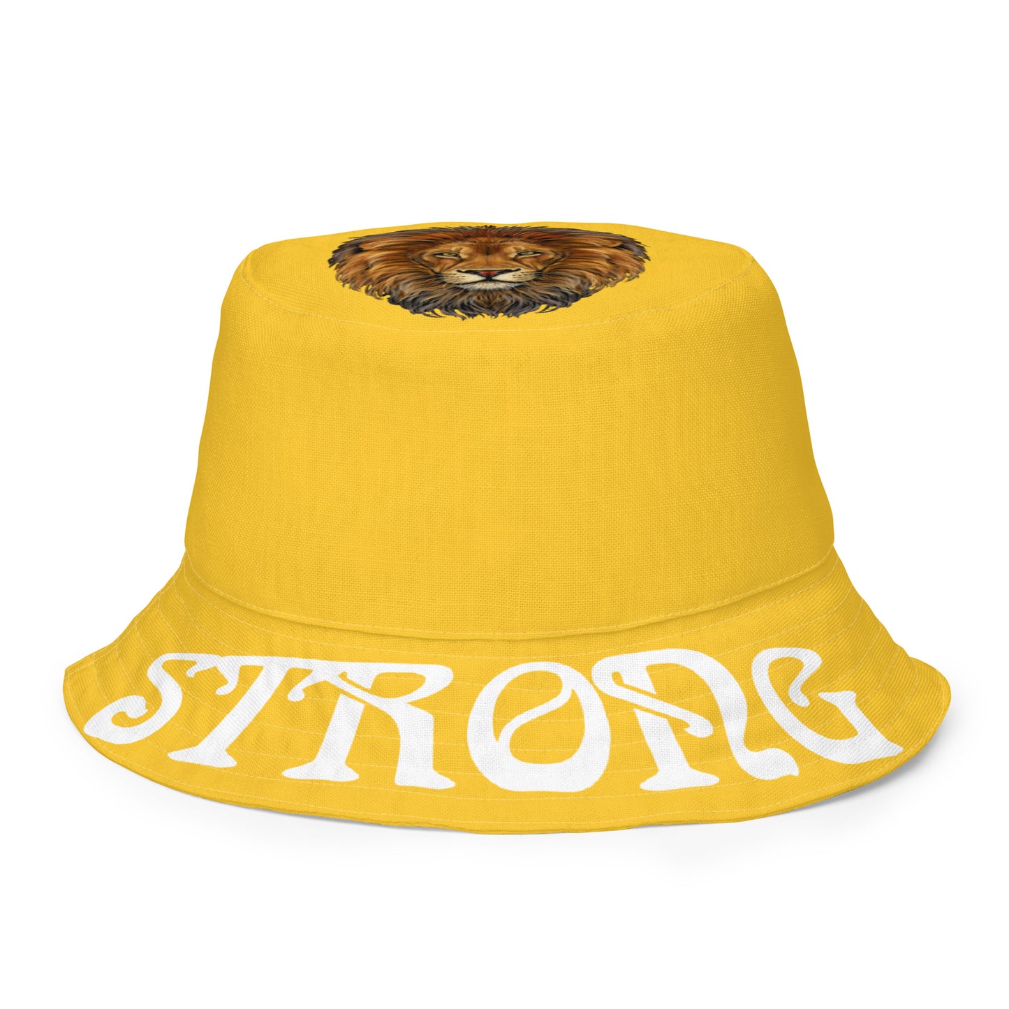 “STRONG”Yellow Reversible Bucket Hat W/White Font