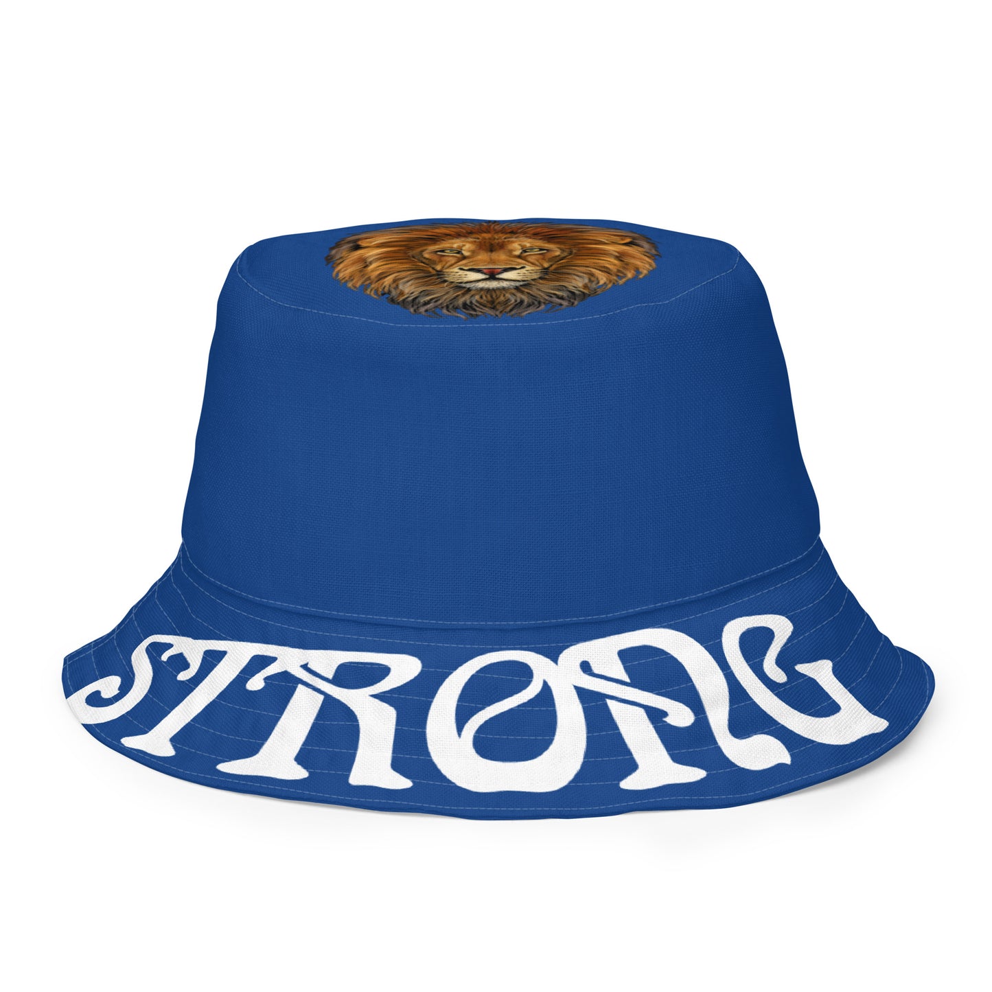 “STRONG”Blue Reversible Bucket Hat W/White Font