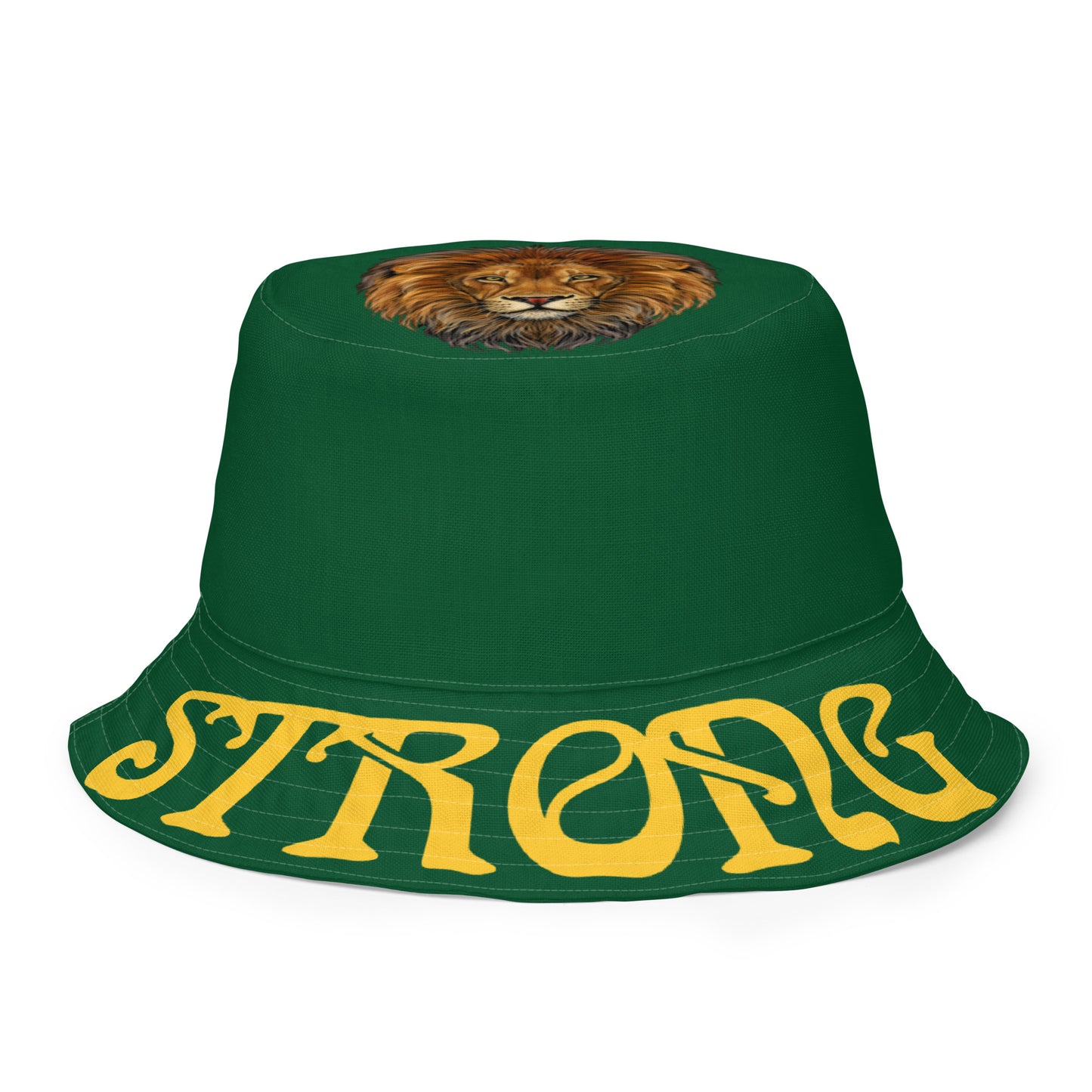 “STRONG”Green Reversible Bucket Hat W/Yellow Font