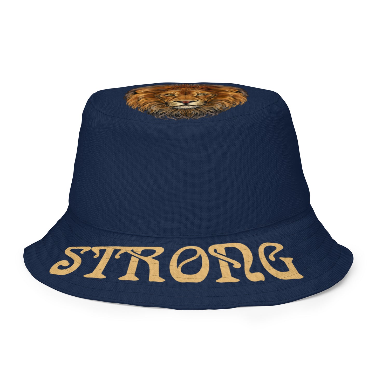 “STRONG”Navy Reversible Bucket Hat W/Fawn Font