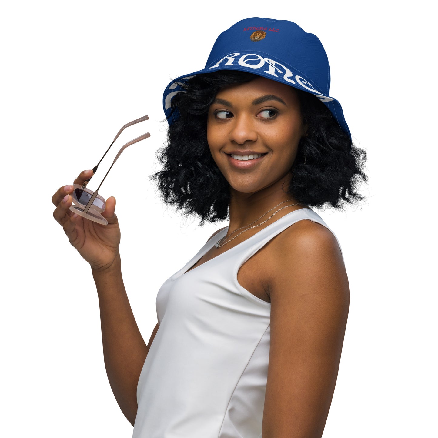 “STRONG”Blue Reversible Bucket Hat W/White Font