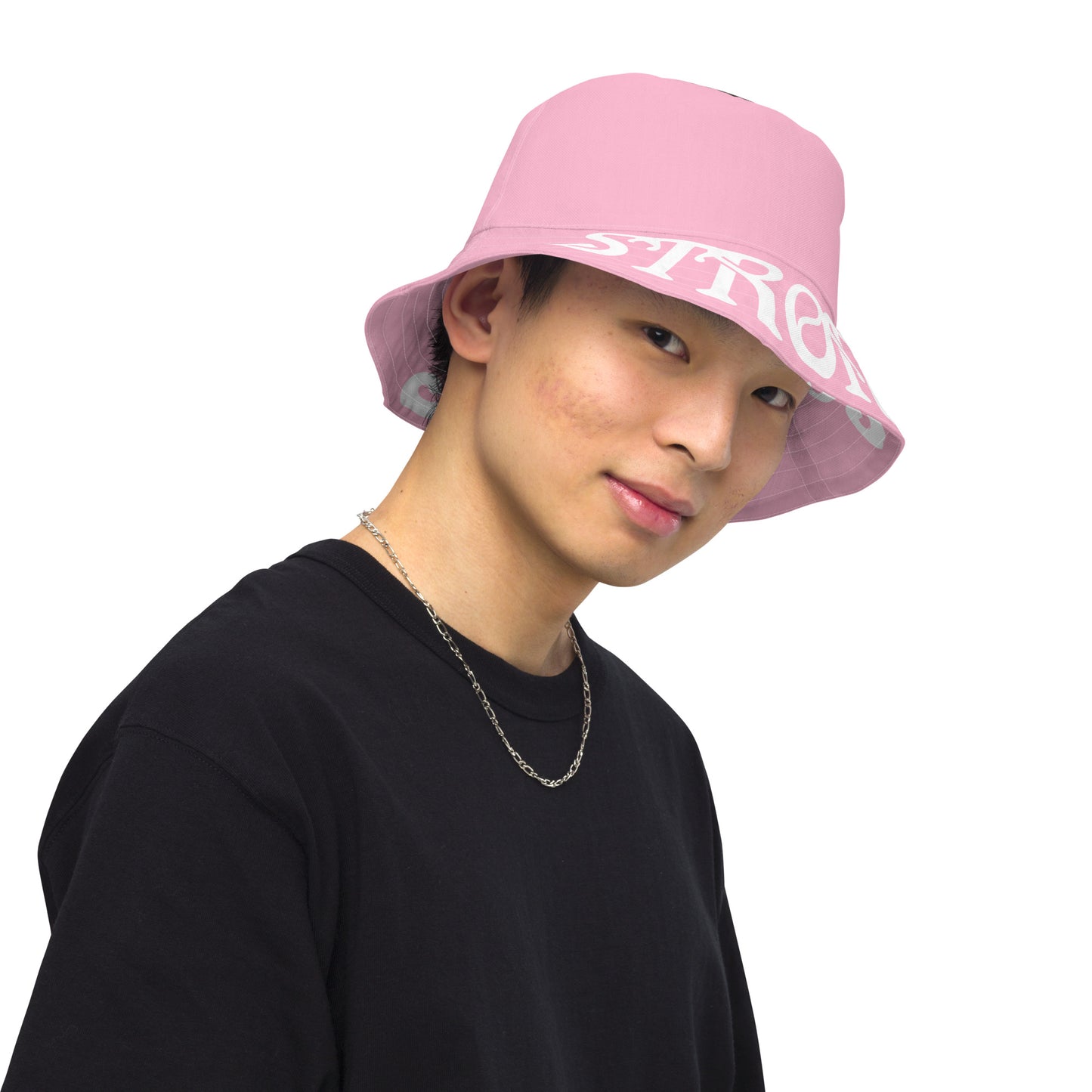 “STRONG”Cotton Candy Reversible Bucket Hat W/White Font