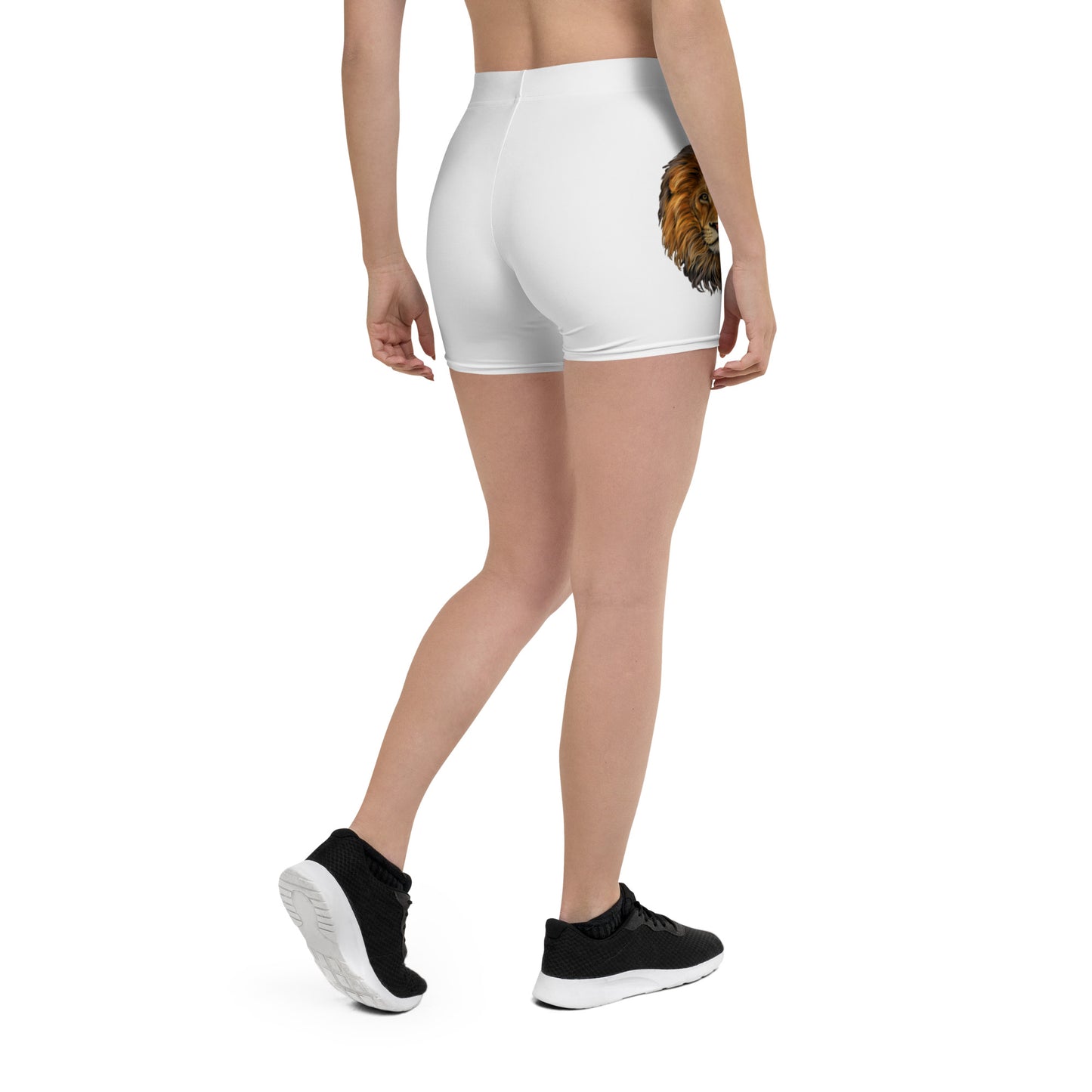“STRONG” White Yoga Shorts W/Red Font
