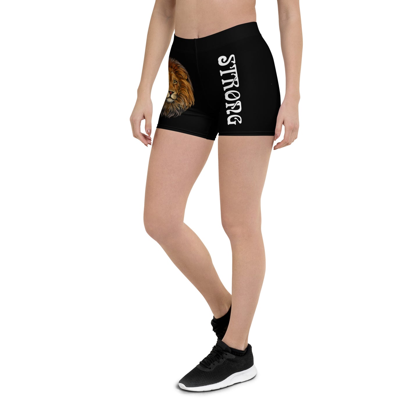 “STRONG” Black Yoga Shorts W/White Font