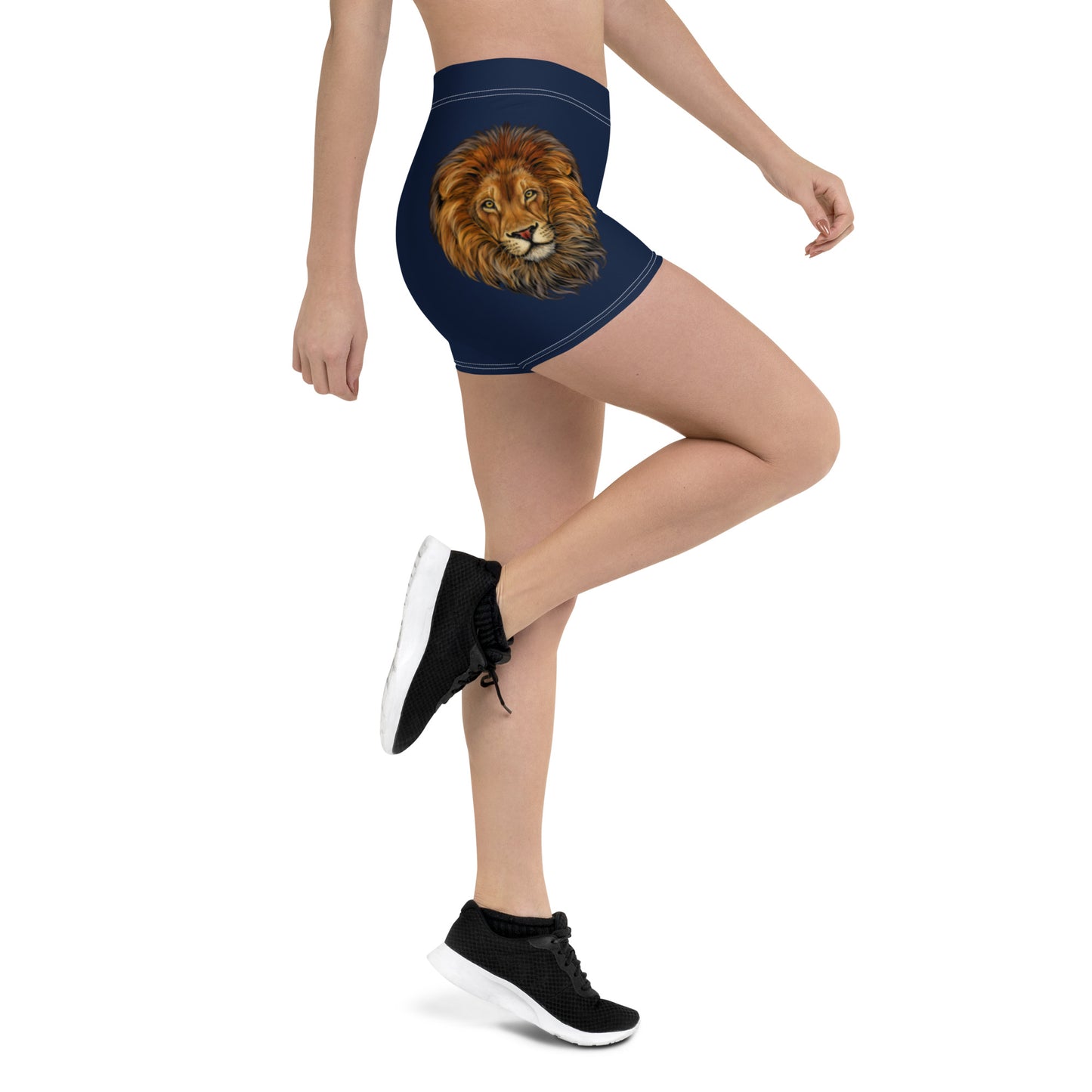 “STRONG” Navy Yoga Shorts W/Fawn Font