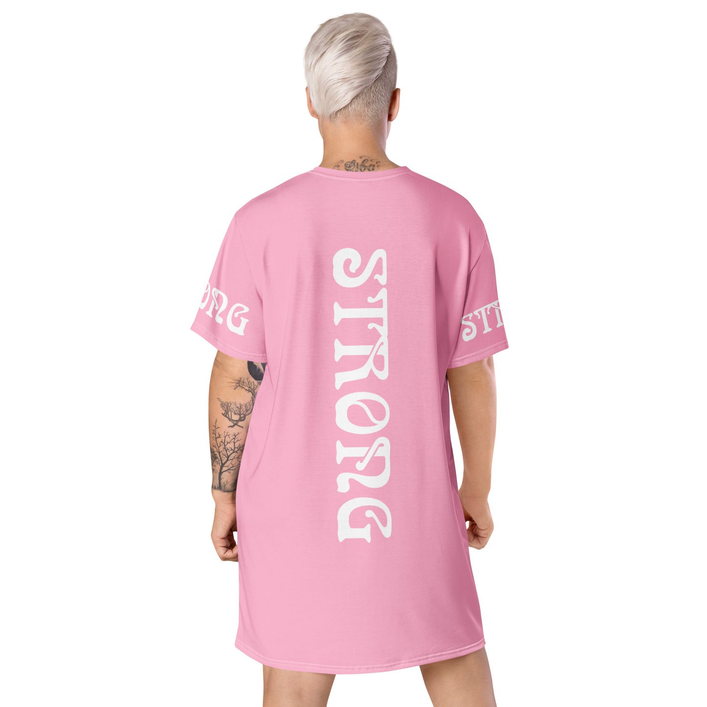 “STRONG”Cotton Candy T-Shirt Dress W/White Font