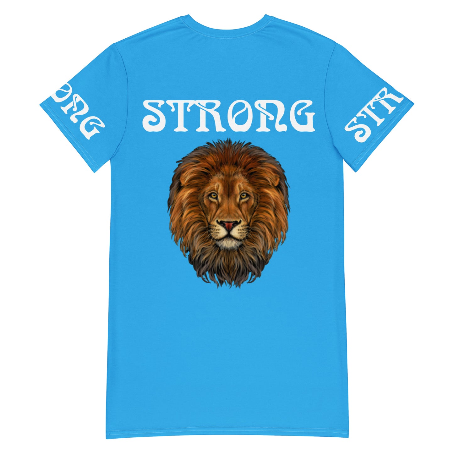 “STRONG”SkyBlue T-Shirt Dress W/White Font