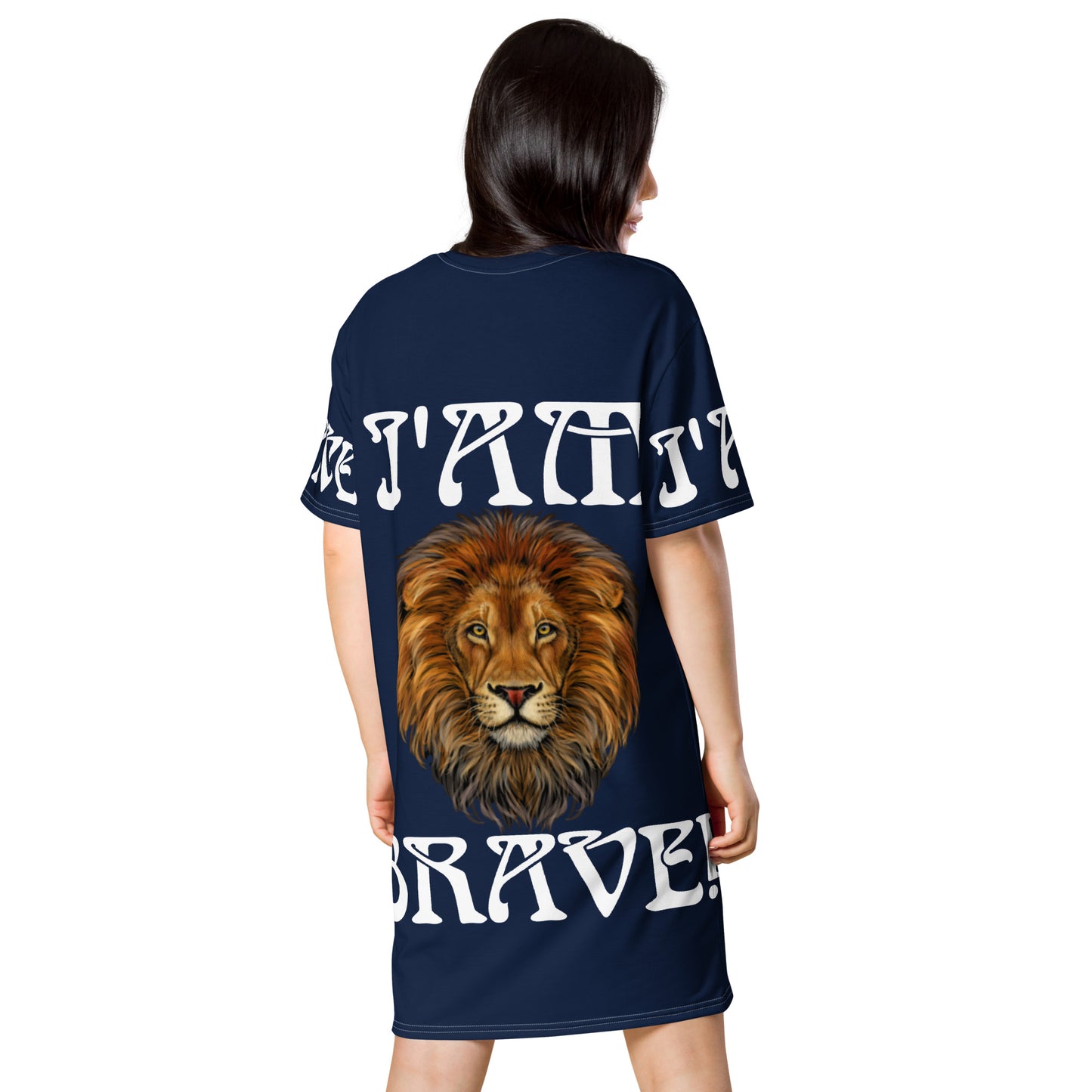 “I’AM BRAVE!” Navy T-Shirt Dress W/White Font