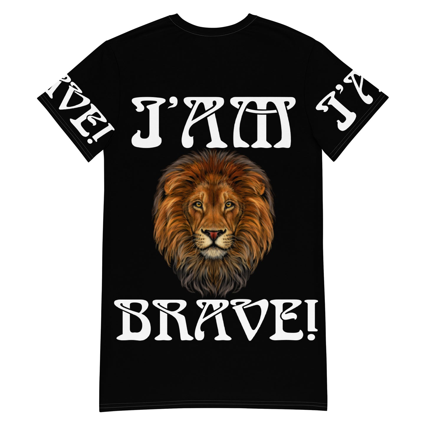 “I’AM BRAVE!” Black T-Shirt Dress W/White Font