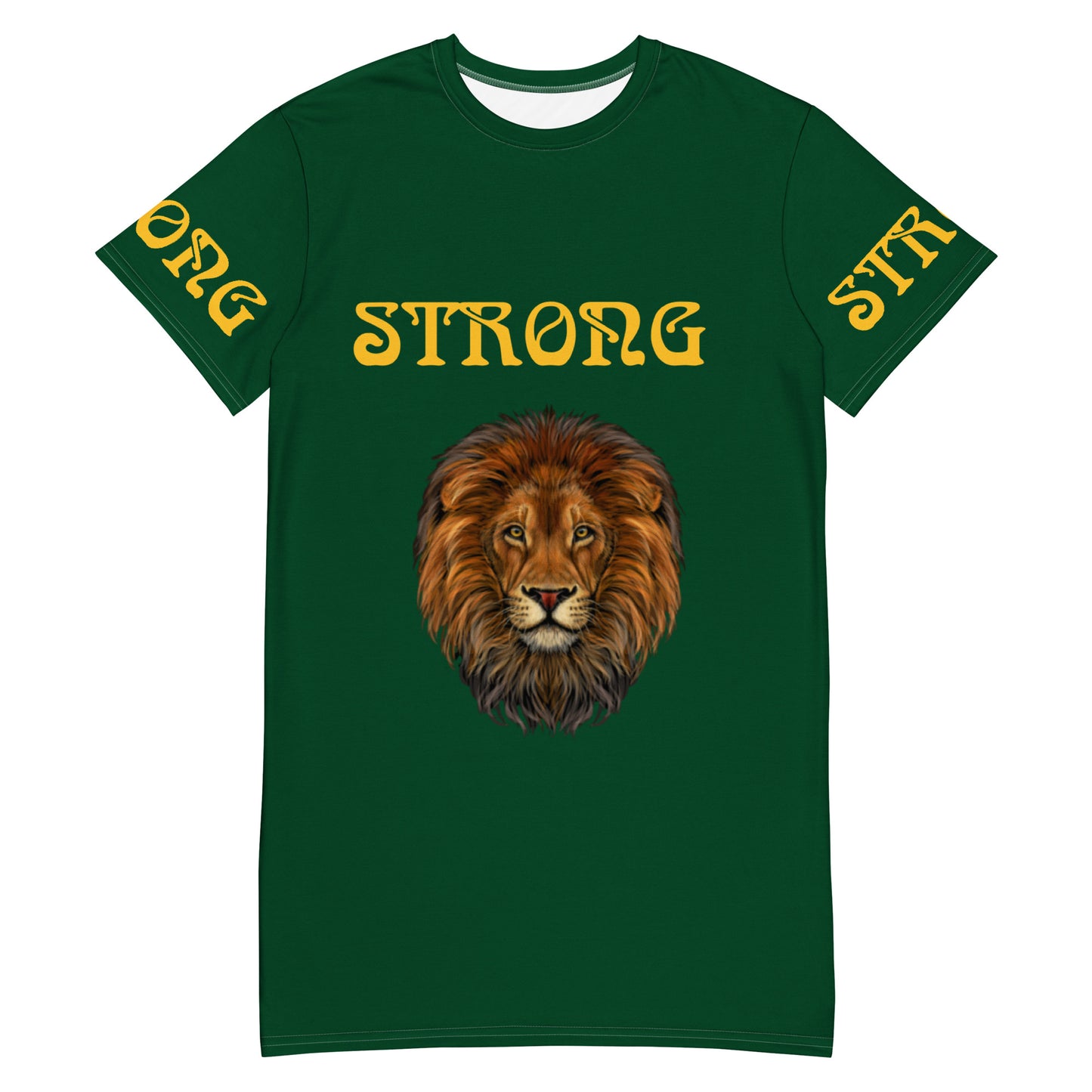 “STRONG”Green T-Shirt Dress W/Yellow Font