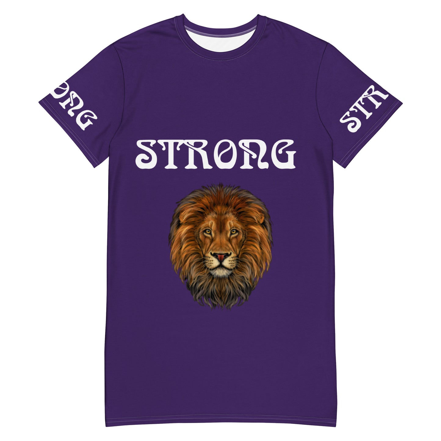 “STRONG”Purple T-Shirt Dress W/White Font