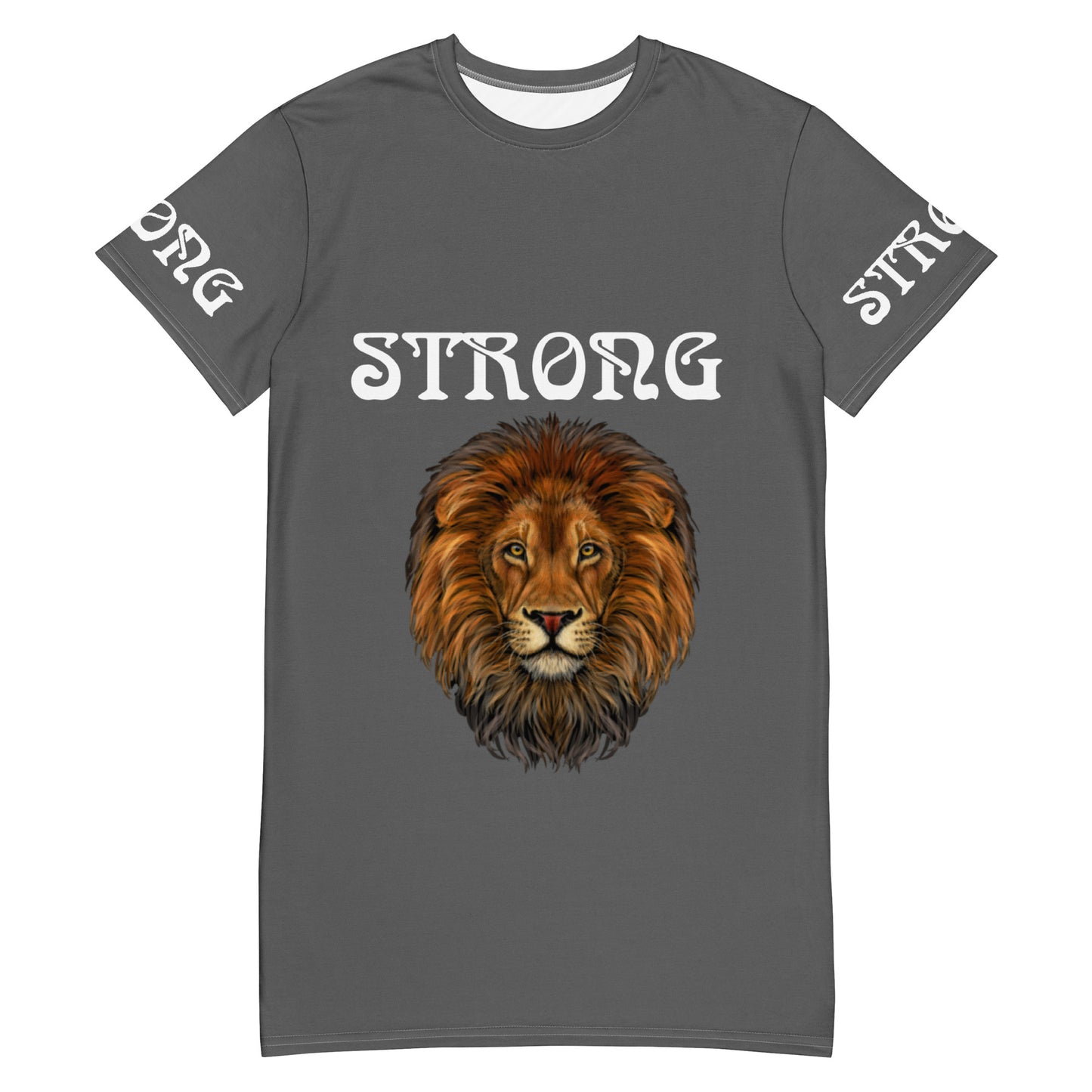 "STRONG"Grey T-Shirt Dress W/White Font