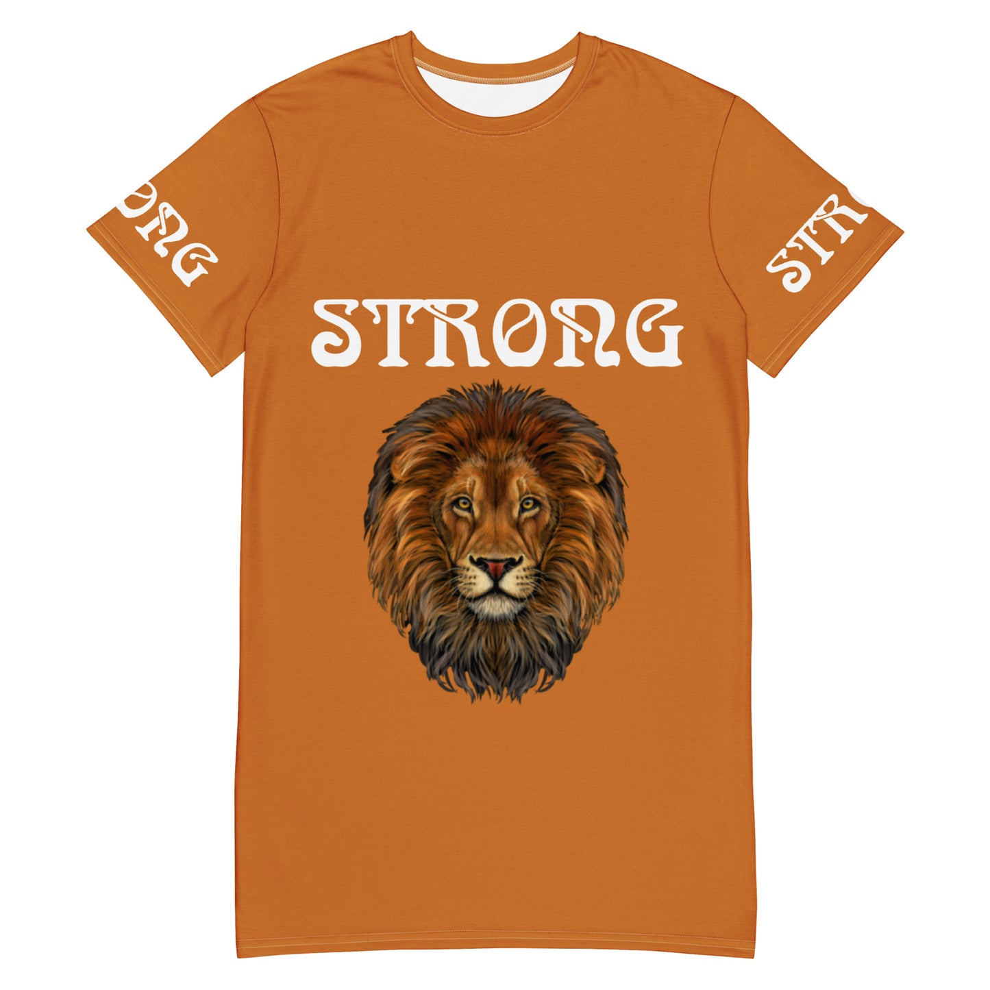 “STRONG”Bronze T-Shirt Dress W/White Font