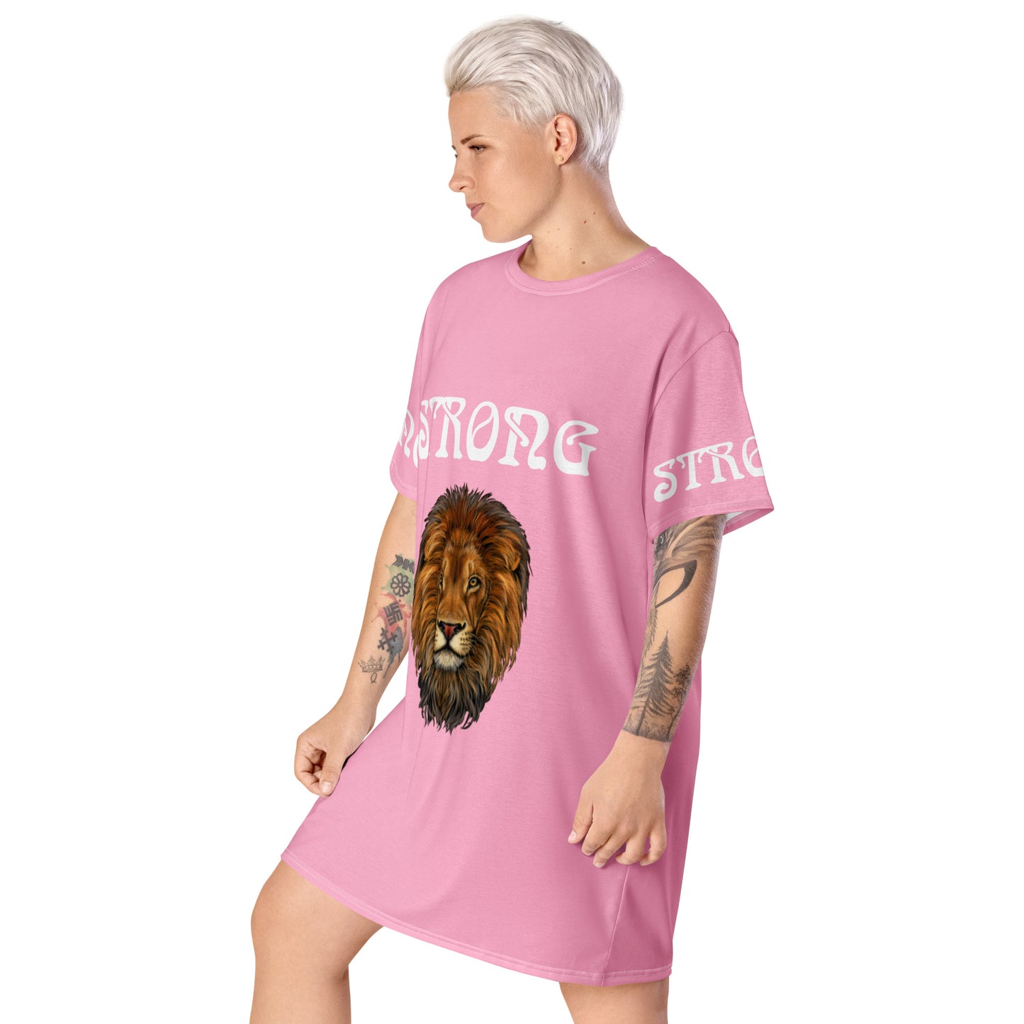 “STRONG”Cotton Candy T-Shirt Dress W/White Font