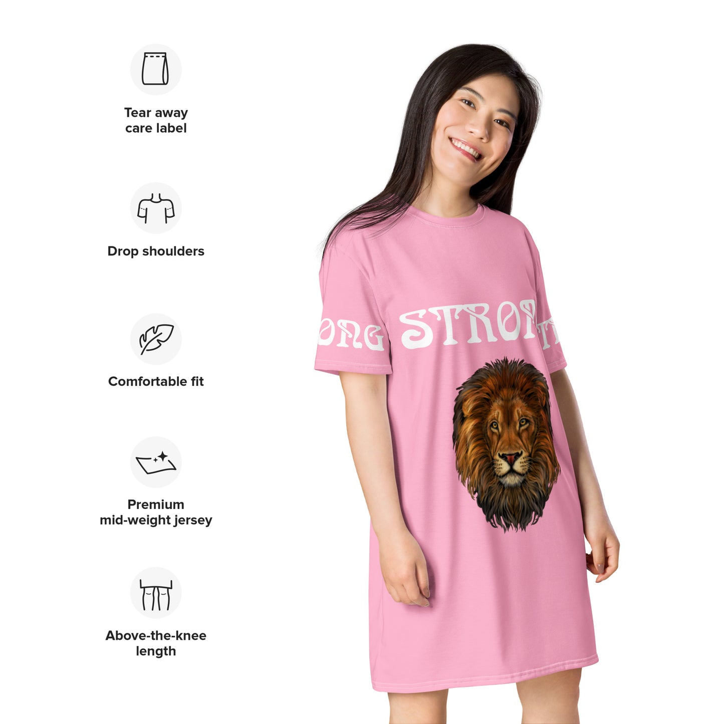 “STRONG”Cotton Candy T-Shirt Dress W/White Font