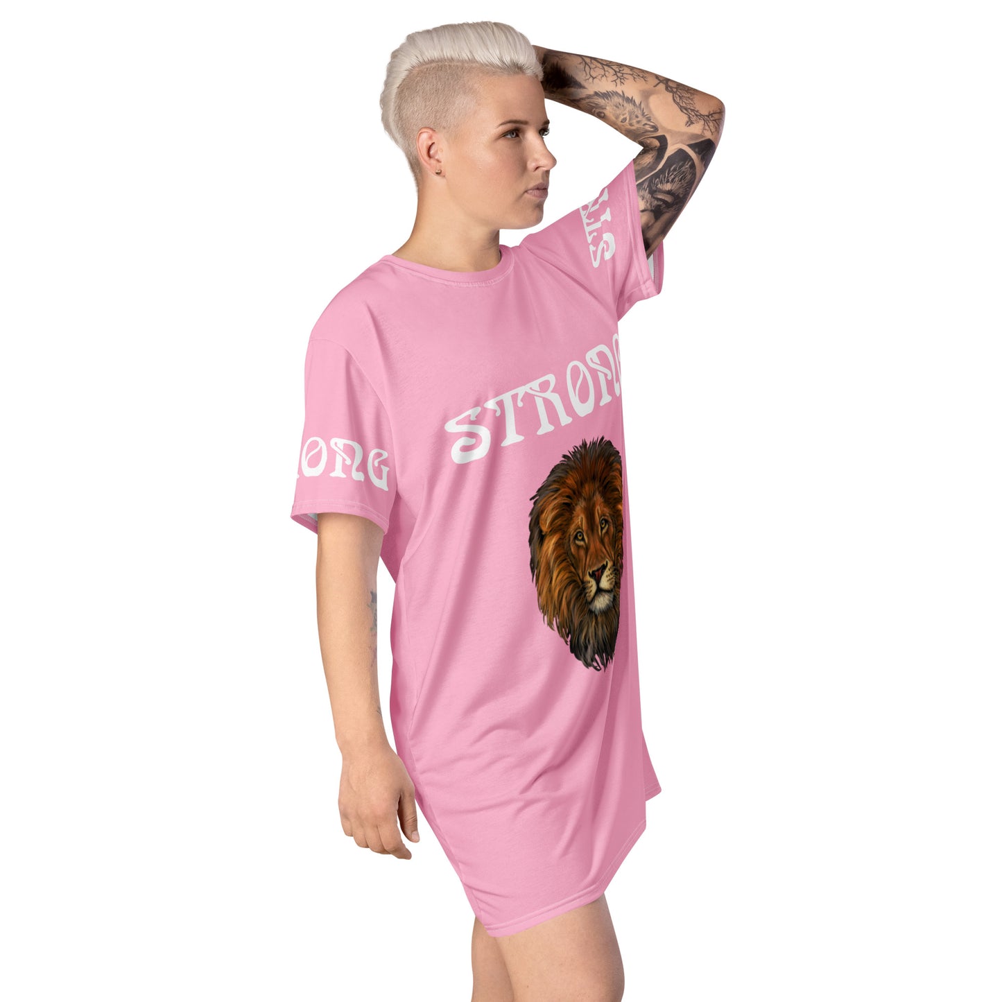 “STRONG”Cotton Candy T-Shirt Dress W/White Font