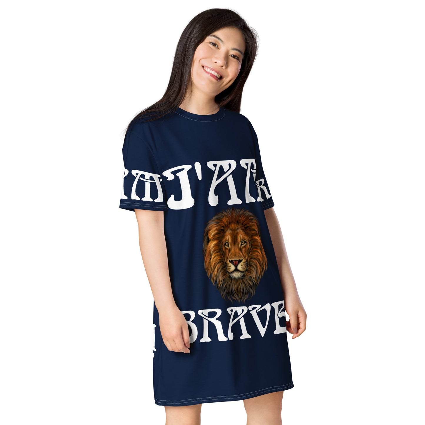 “I’AM BRAVE!” Navy T-Shirt Dress W/White Font