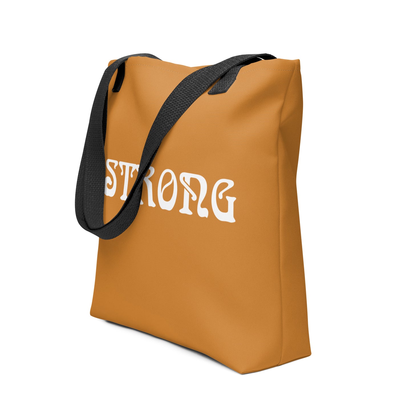 "STRONG"Bronze Tote Bag W/White Font
