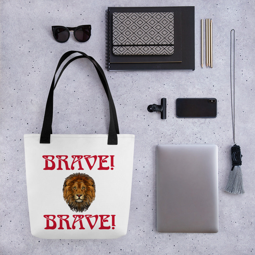 “BRAVE!"Tote Bag W/Red Font