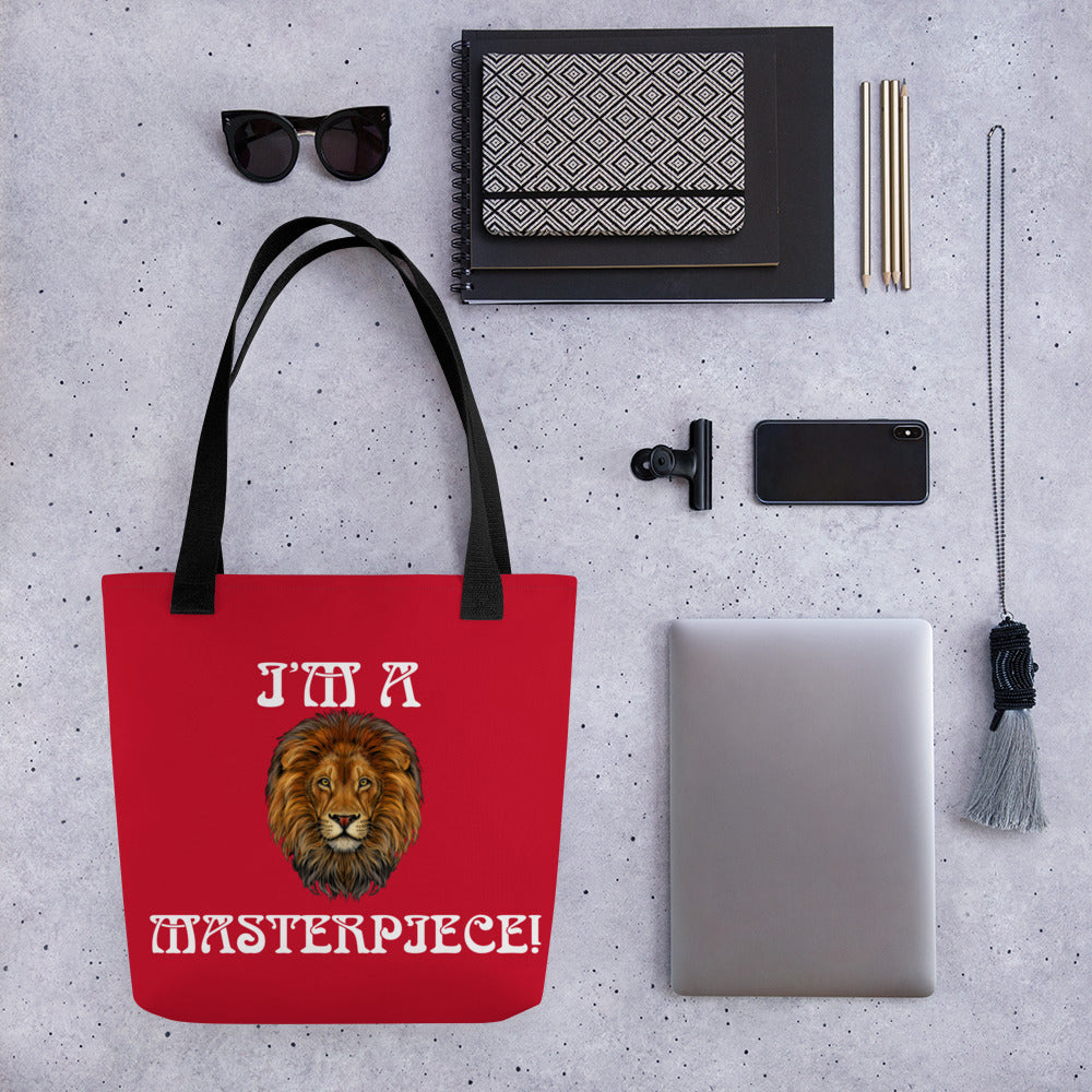 “I’M A MASTERPIECE!”Red Tote Bag W/White Font